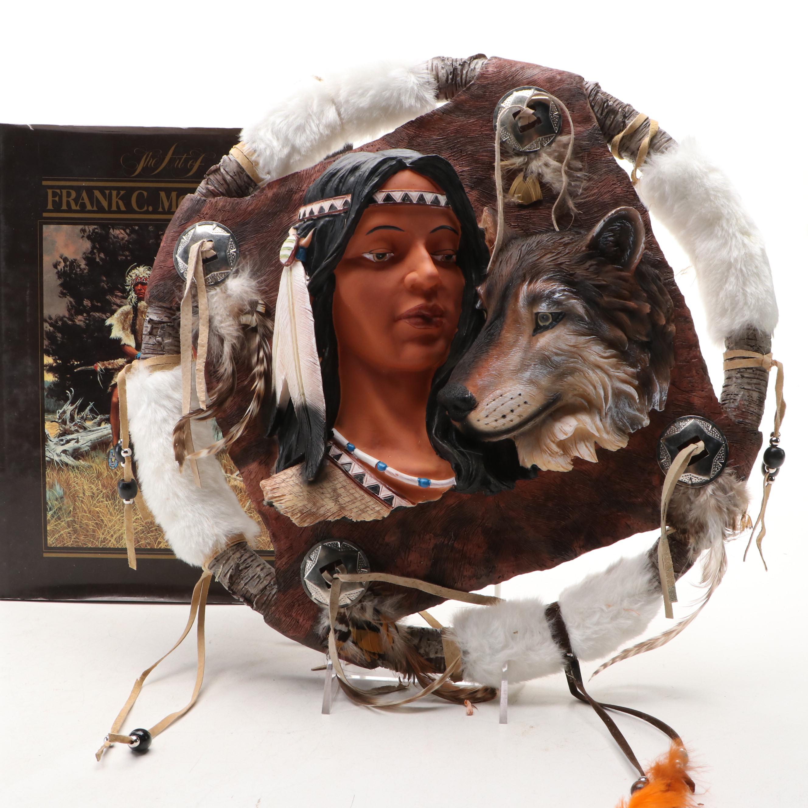 Native American Figurine and Doll Collection Featuring Painting Book