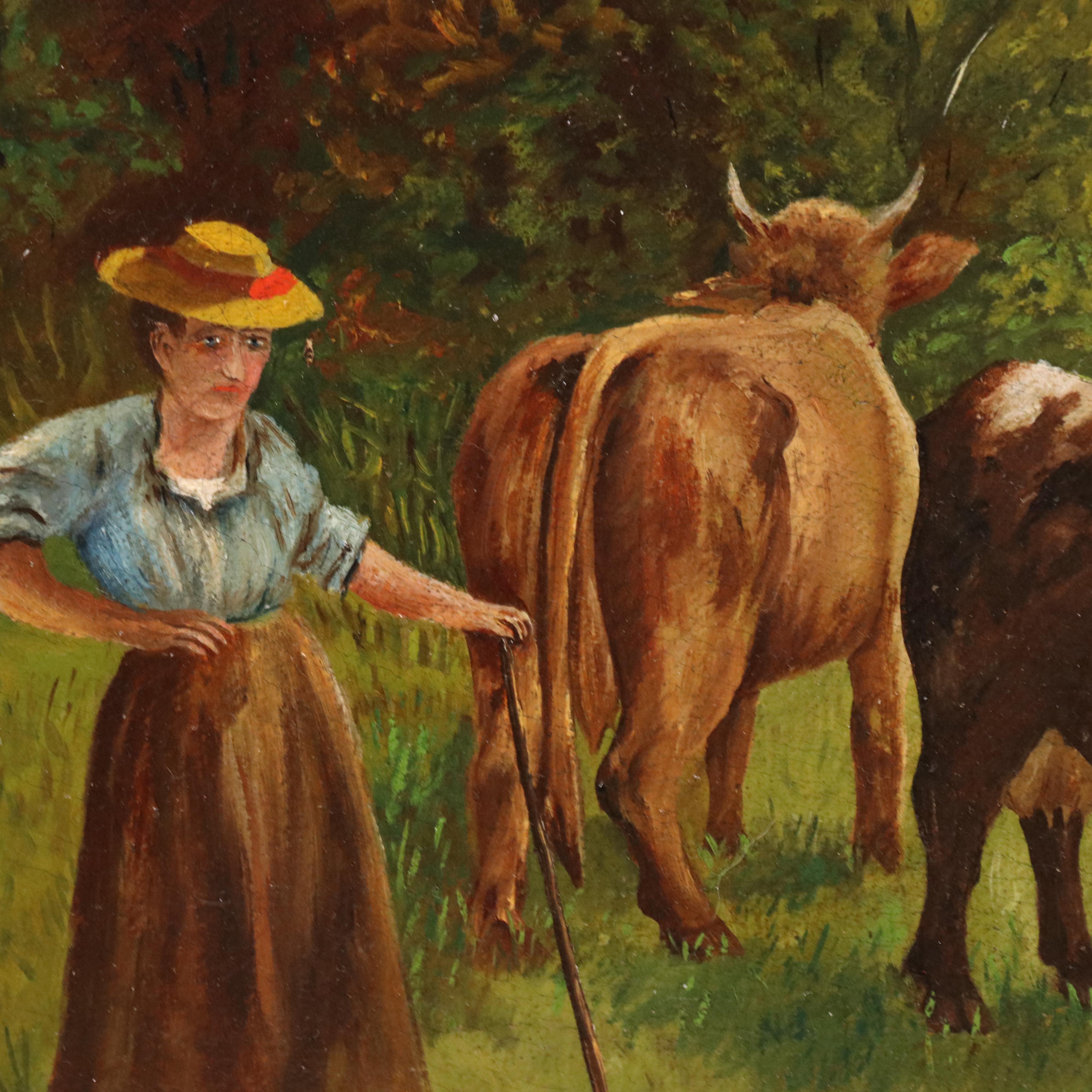 Americana Oil Painting of Pastoral Landscape, Circa 1900