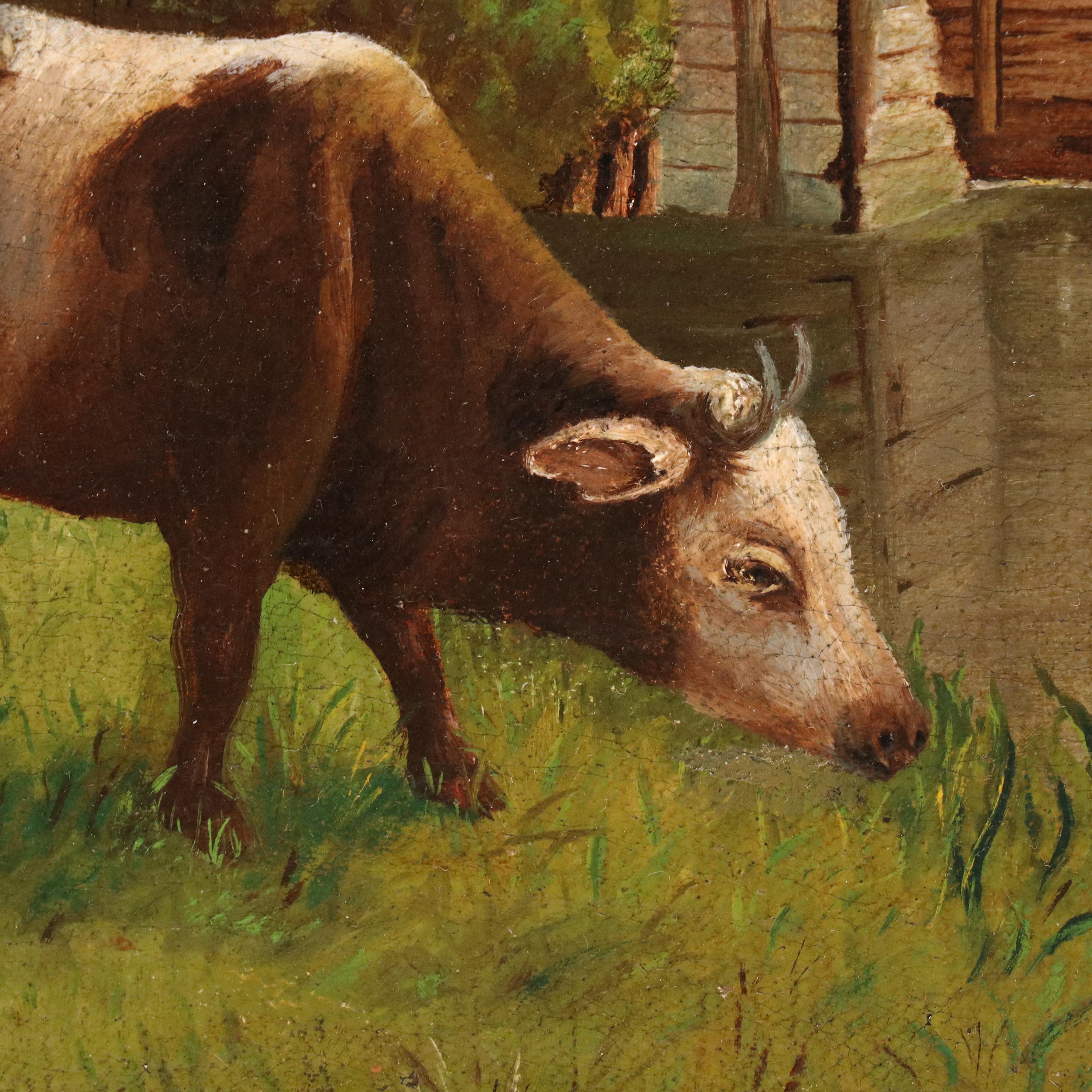 Americana Oil Painting of Pastoral Landscape, Circa 1900