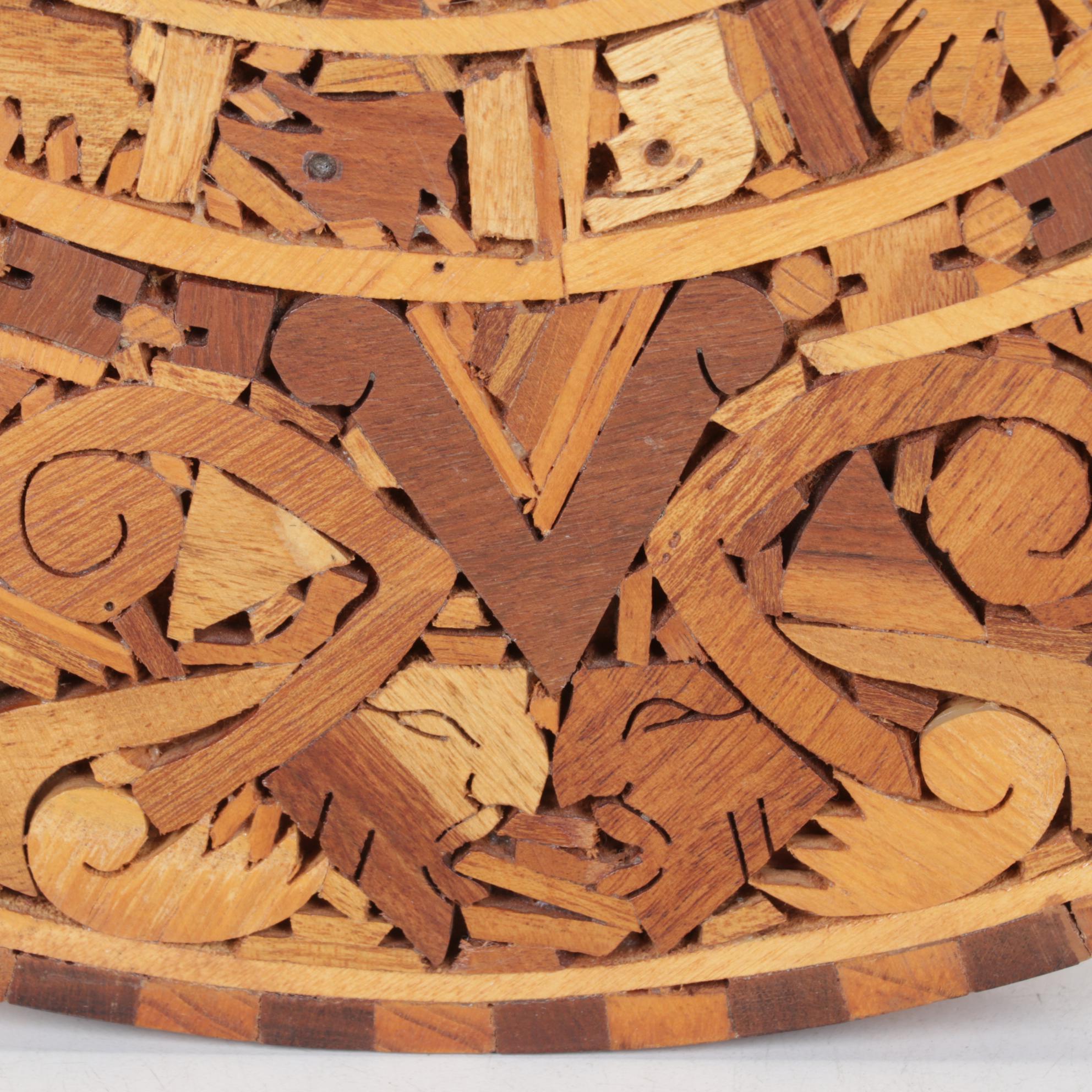 Hand-Crafted Wood Inlay Mayan Calendar