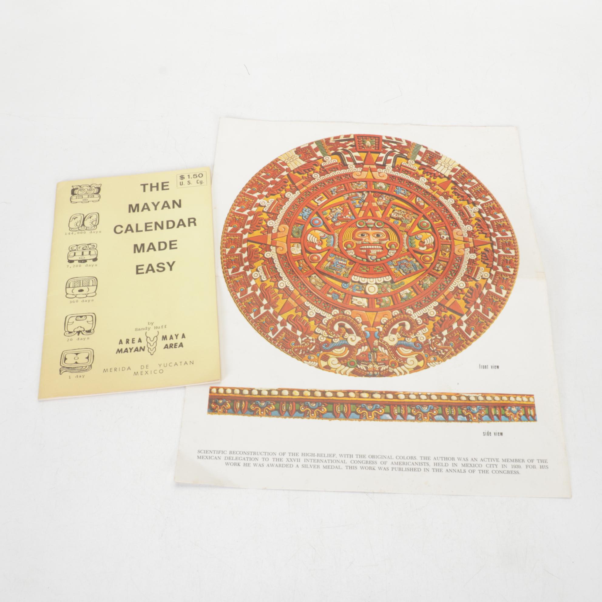 Hand-Crafted Wood Inlay Mayan Calendar