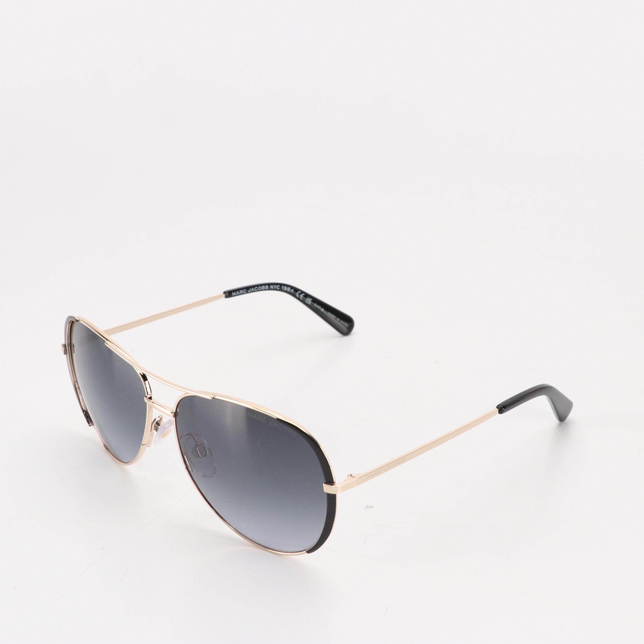 Marc Jacobs MARC 686/S RHL90 Black/Gold Aviator Sunglasses in Case