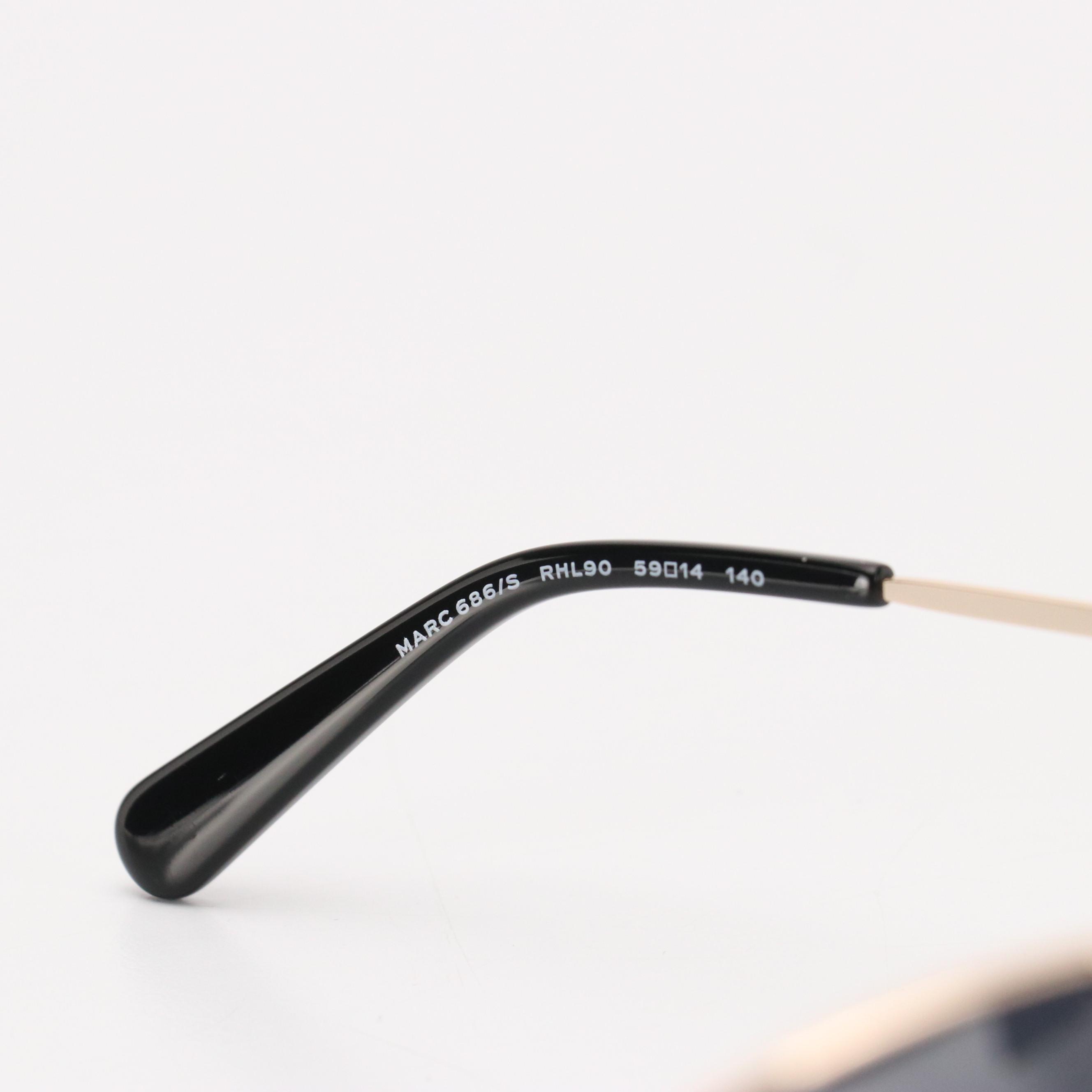 Marc Jacobs MARC 686/S RHL90 Black/Gold Aviator Sunglasses in Case