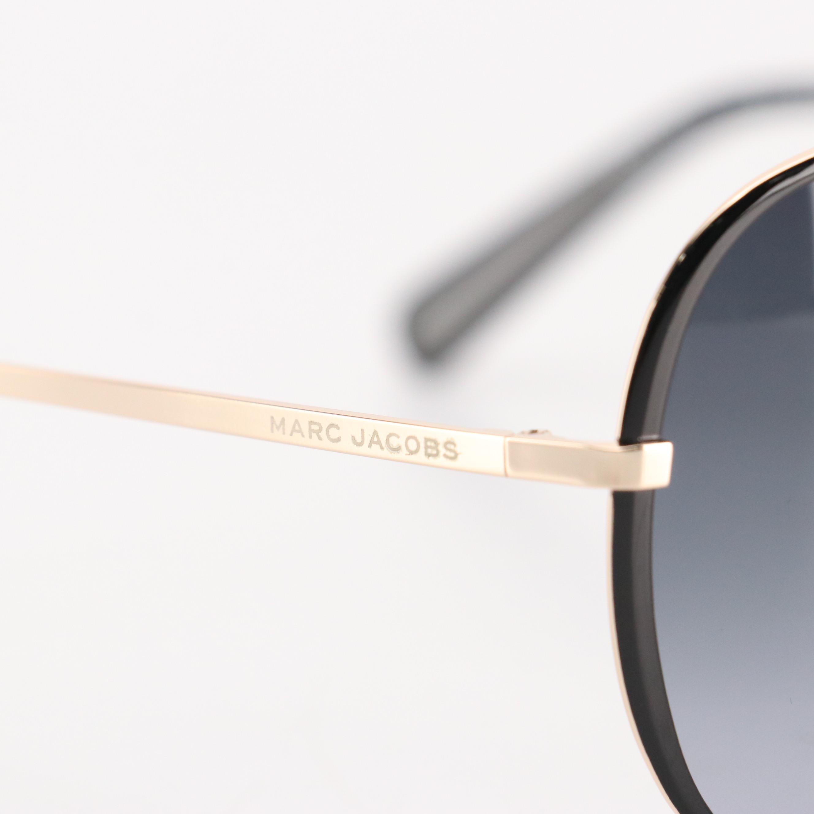 Marc Jacobs MARC 686/S RHL90 Black/Gold Aviator Sunglasses in Case