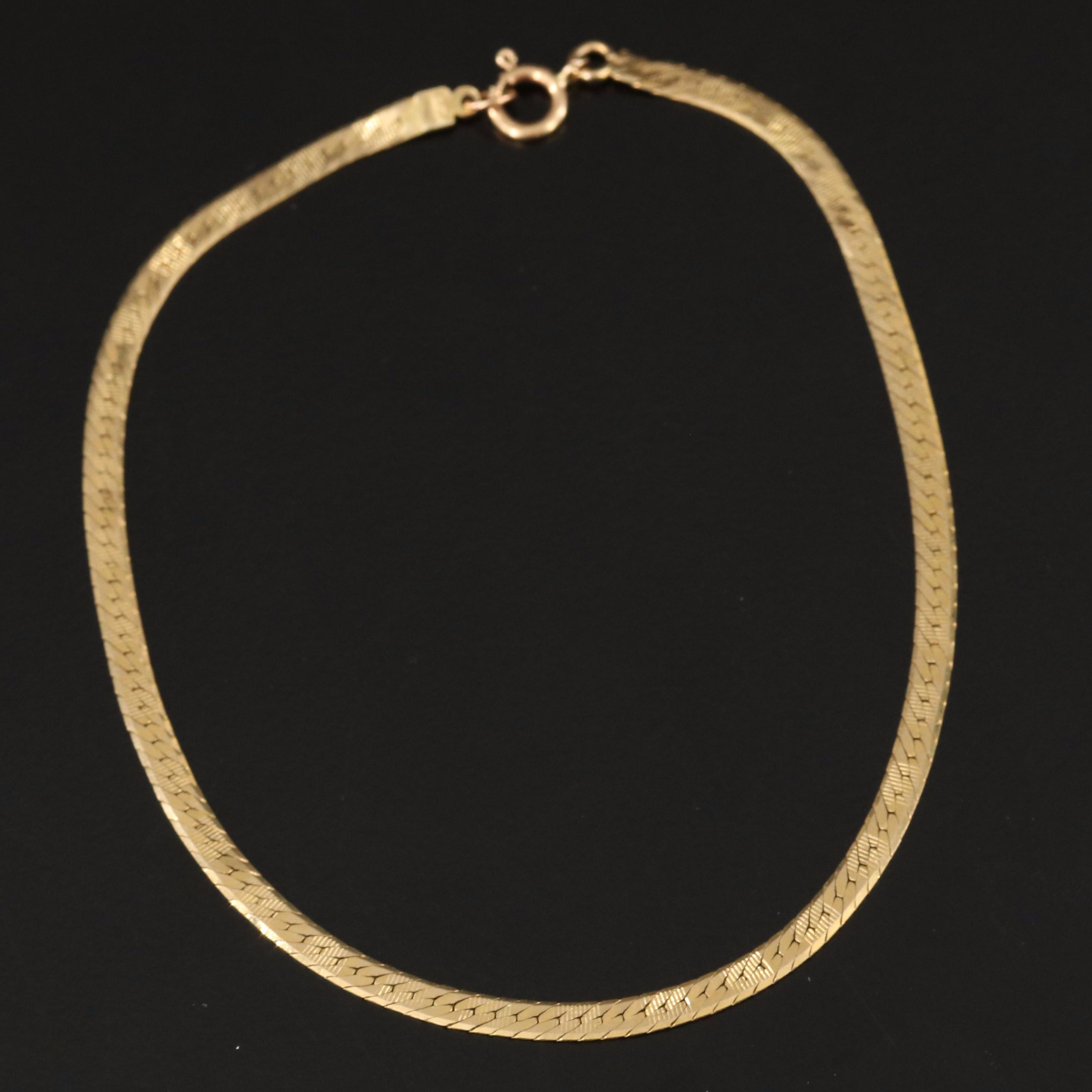Italian 14K Patterned Herringbone Chain Bracelet