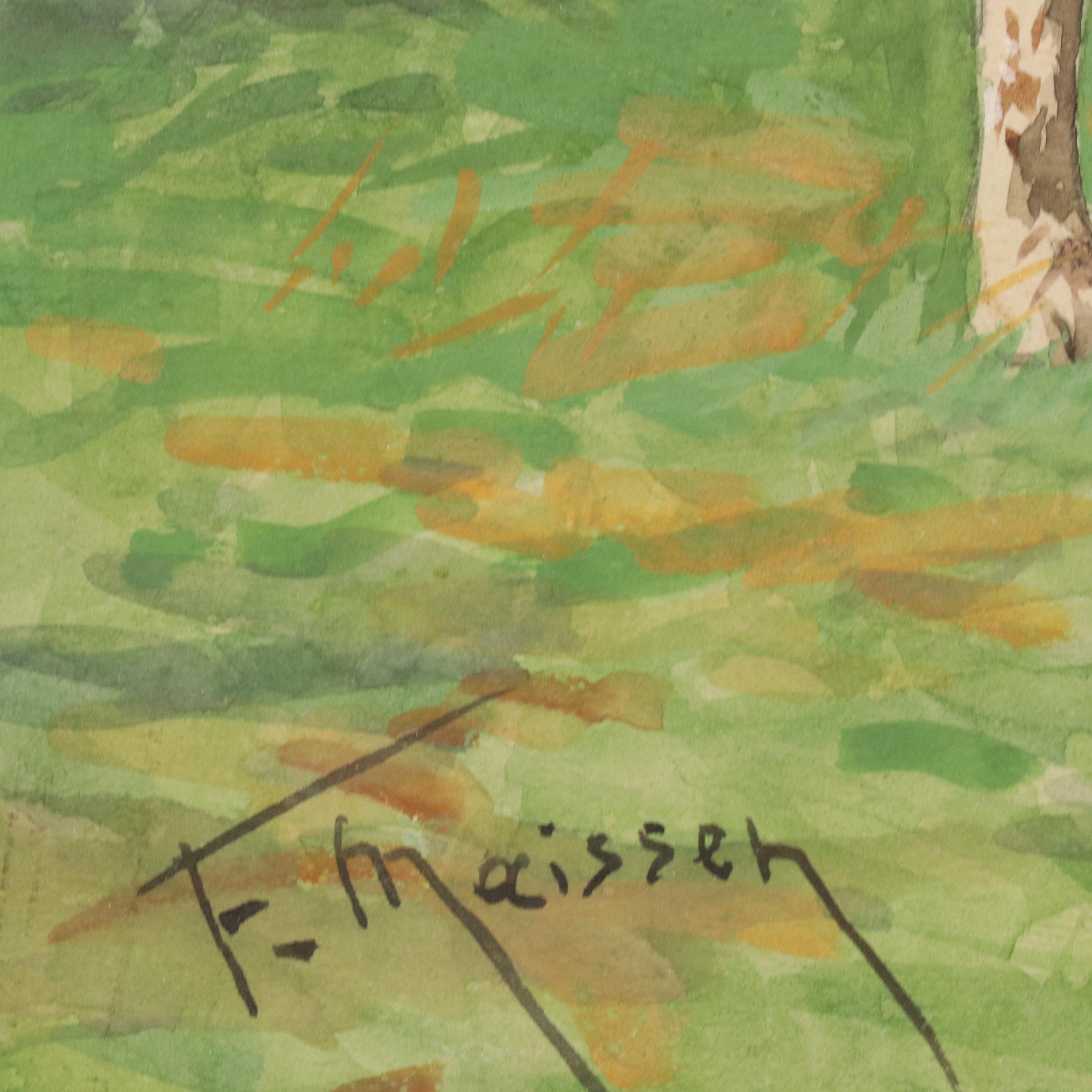 Fernand Maissen Gouache Painting "Vainqueur"