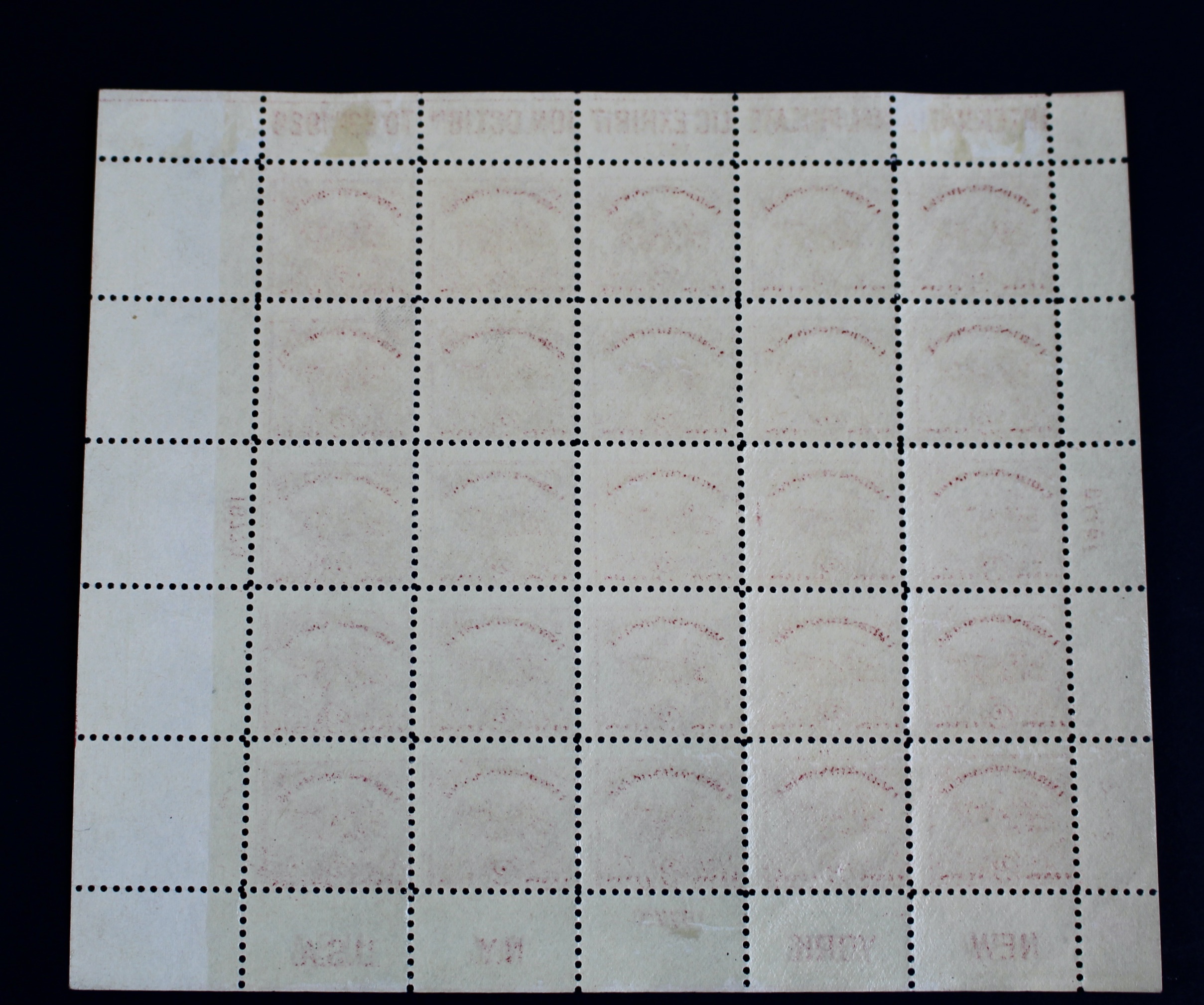 1926 White Plains Souvenir Postage Stamp Sheet, MH