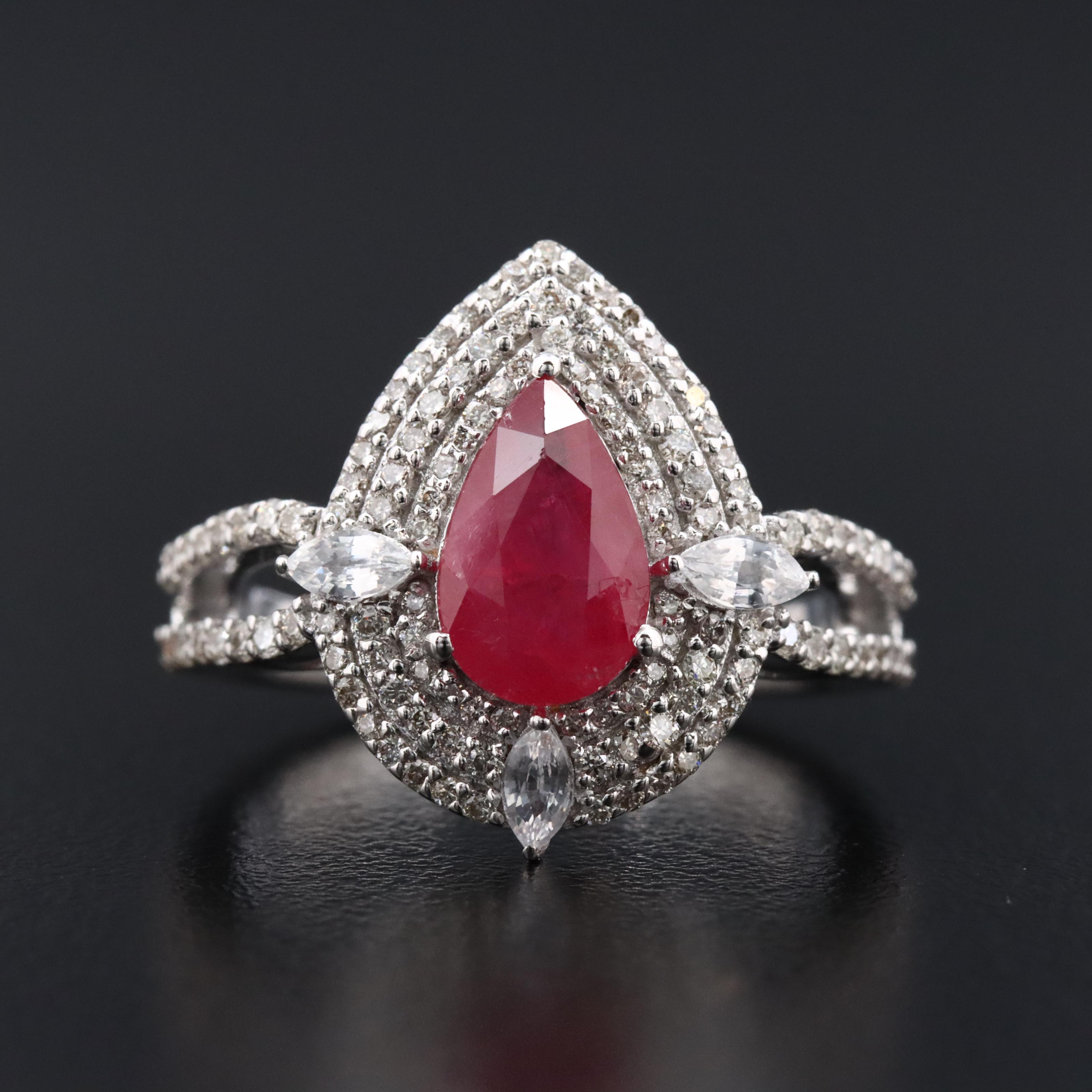 14K 1.62 CT Ruby, Sapphire, and Diamond Ring with IGI Jewelry Report