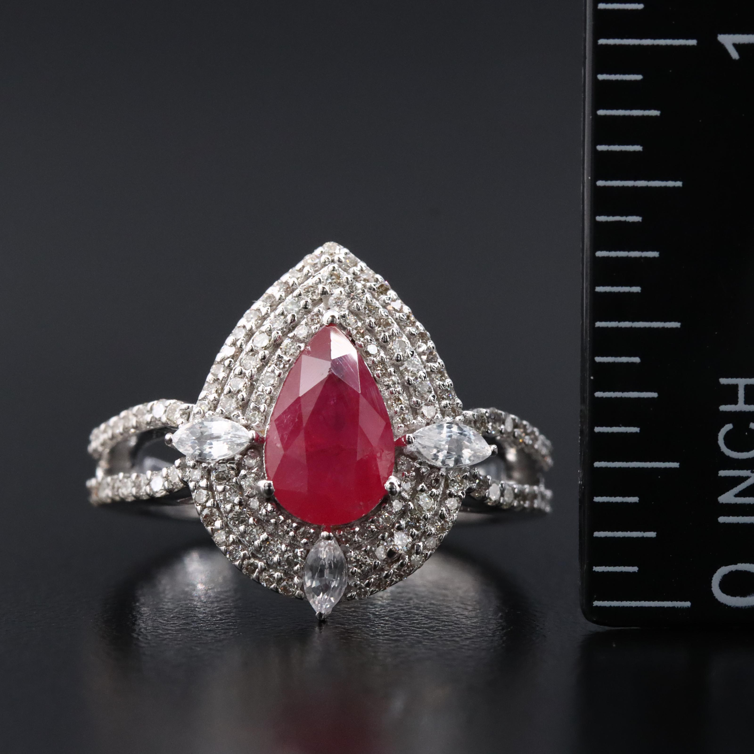 14K 1.62 CT Ruby, Sapphire, and Diamond Ring with IGI Jewelry Report