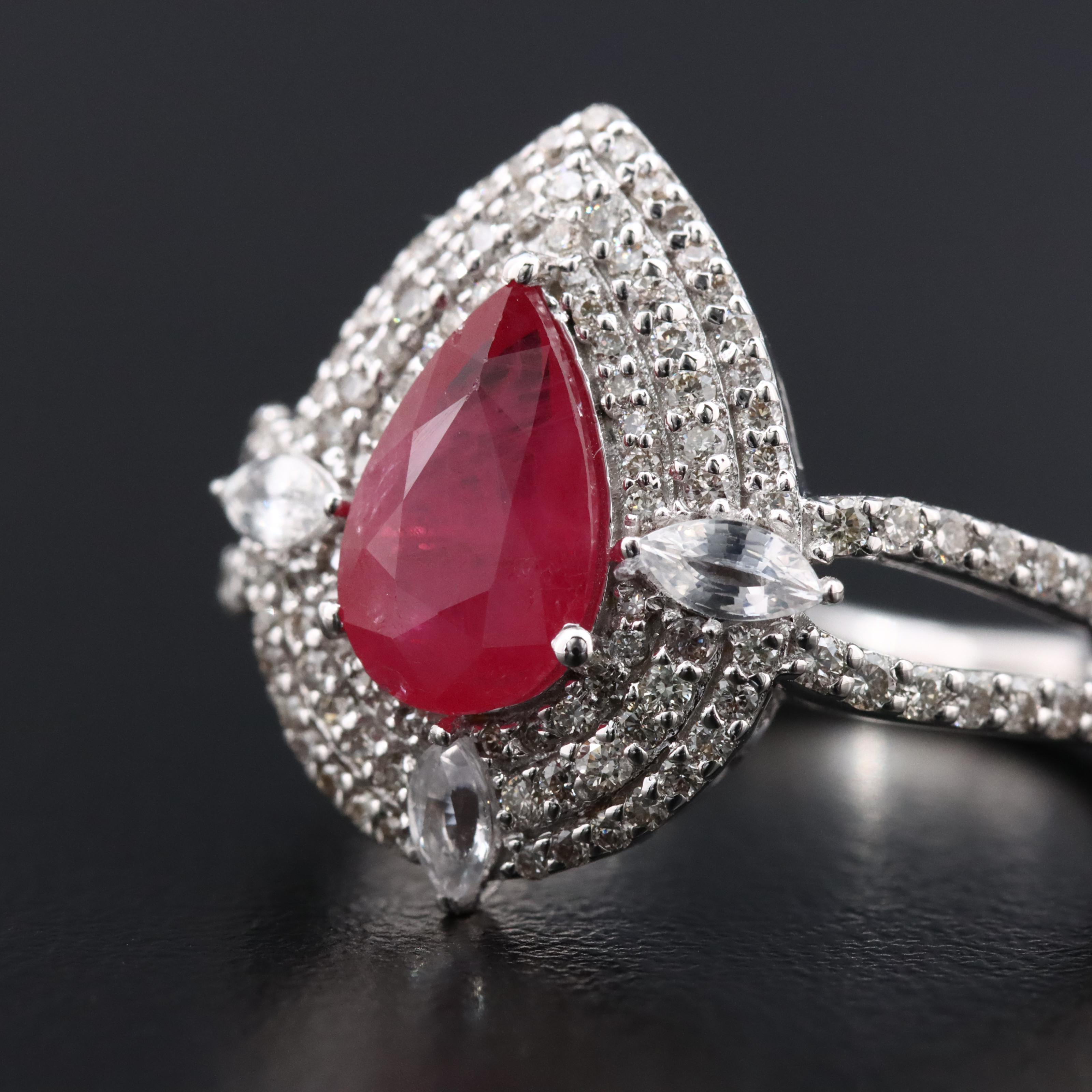 14K 1.62 CT Ruby, Sapphire, and Diamond Ring with IGI Jewelry Report