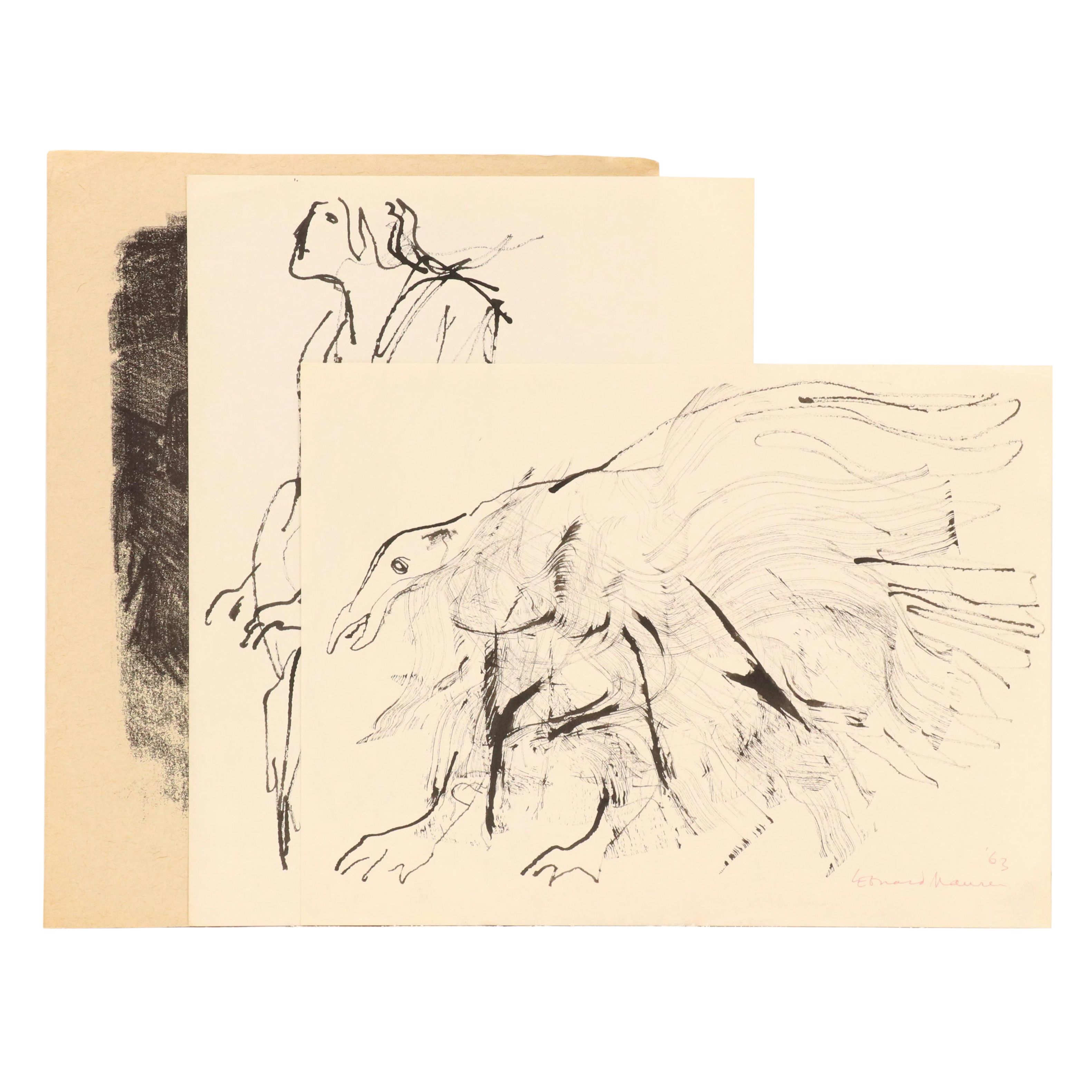 Leonard Maurer Stone Lithographs of Stylized Beast and More, 1963-1973