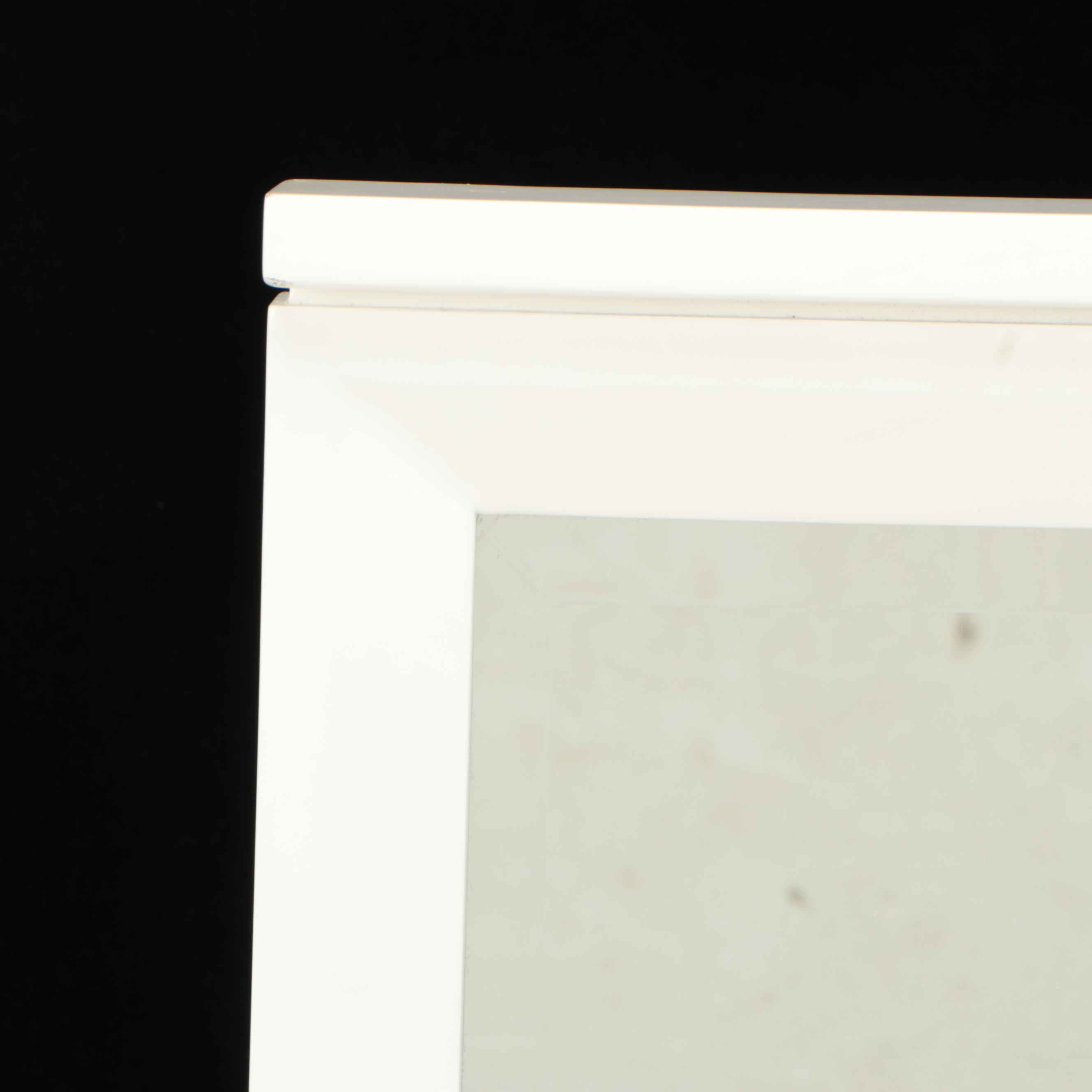 White-Painted Wood Framed Vanity Mirror