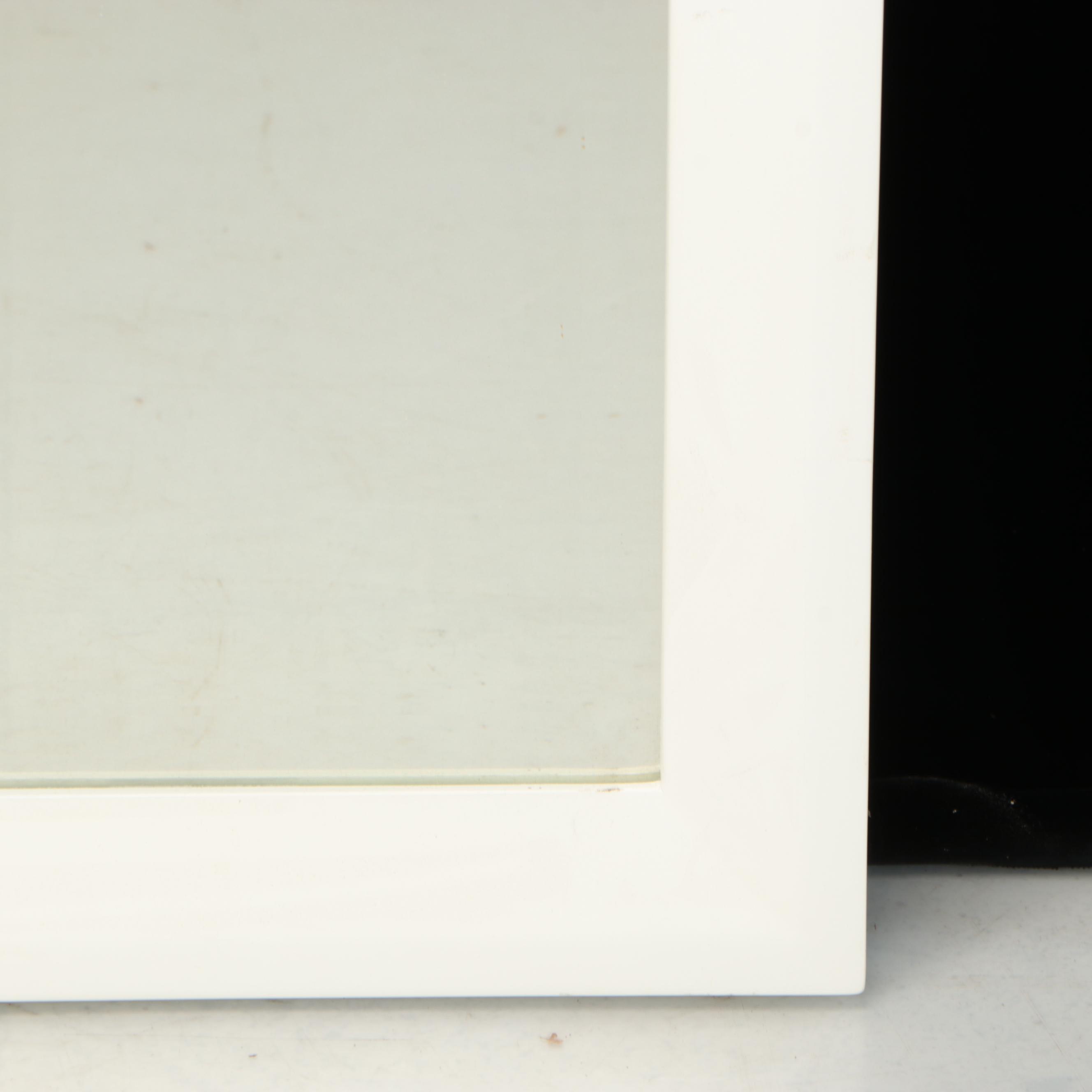 White-Painted Wood Framed Vanity Mirror