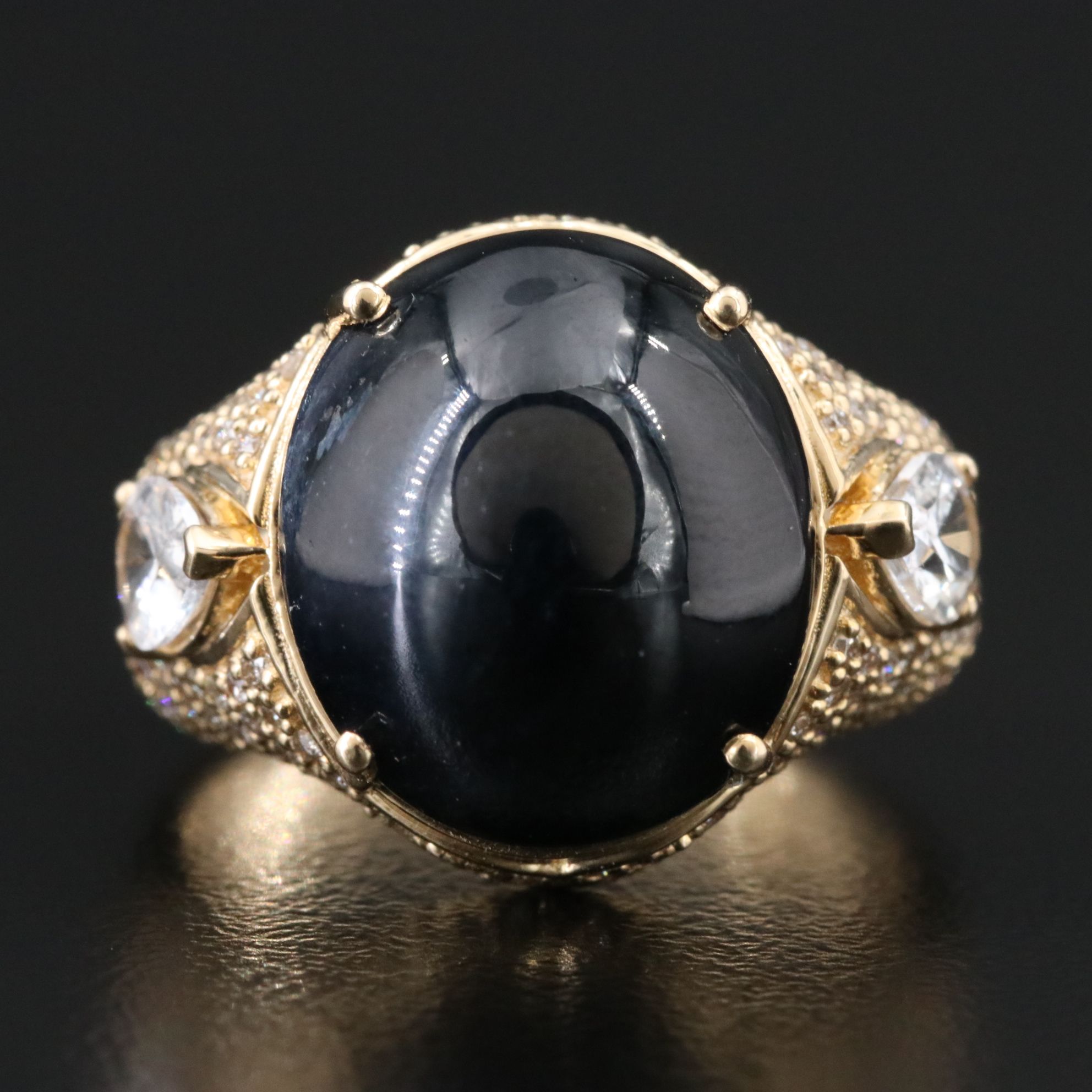 14K 11.55 CT Sapphire, Diamond, and White Sapphire Ring with IGI Report