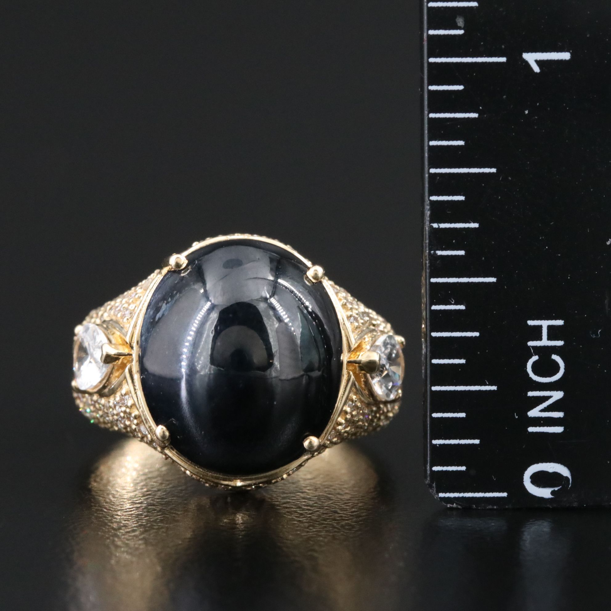 14K 11.55 CT Sapphire, Diamond, and White Sapphire Ring with IGI Report