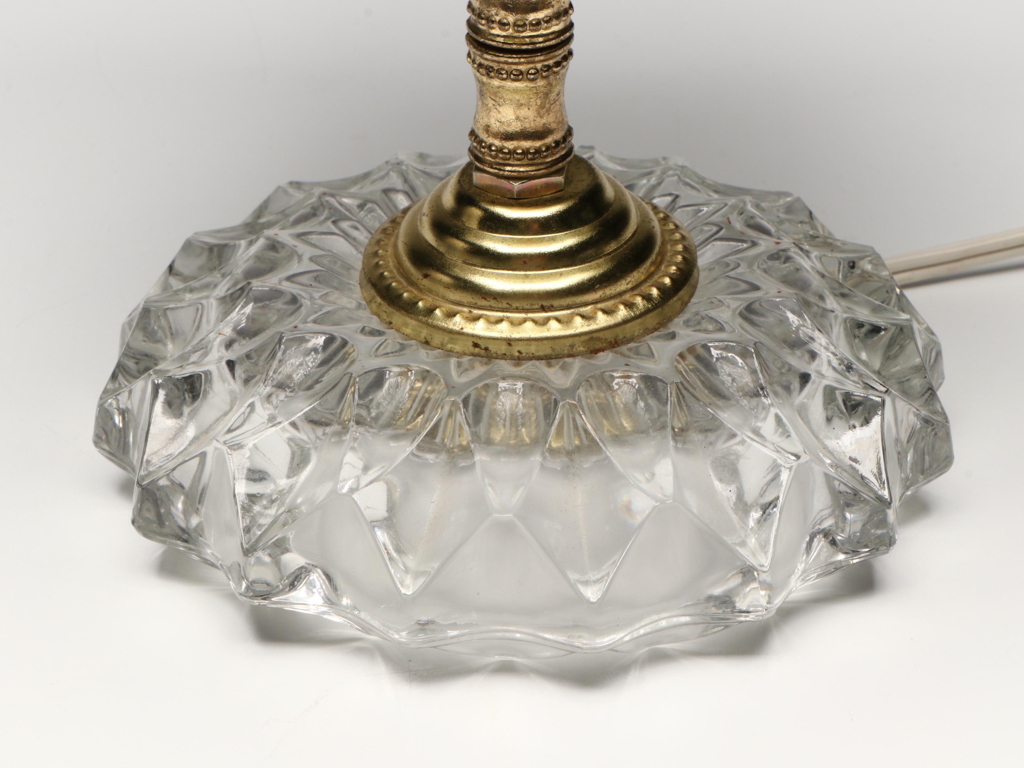 Michelotti Glass, Crystal and Pressed Glass Table Lamp with Other Beaded Lamp