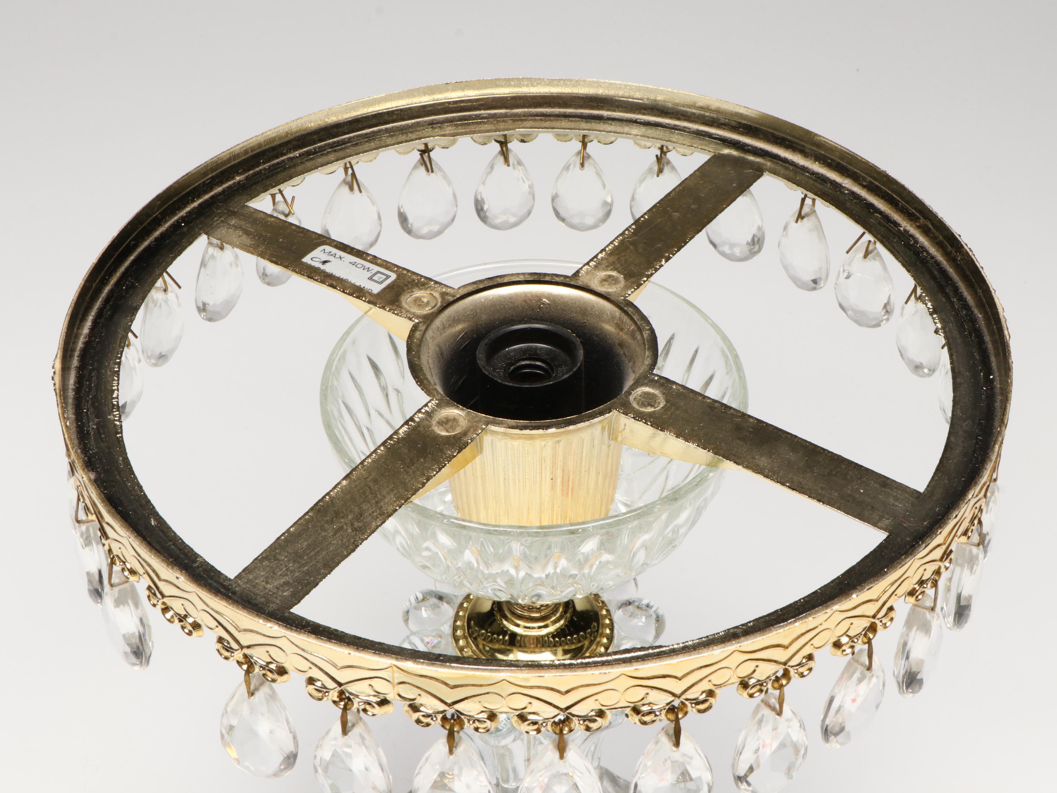 Michelotti Glass, Crystal and Pressed Glass Table Lamp with Other Beaded Lamp