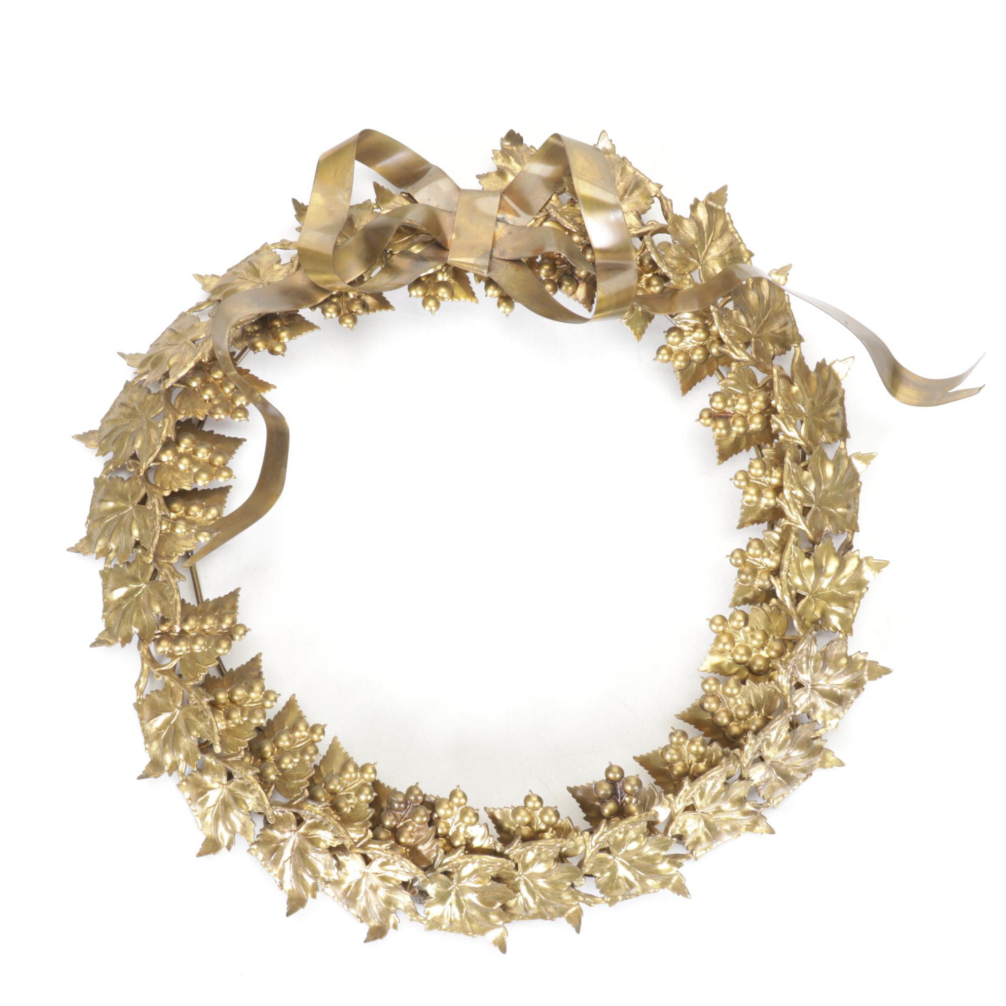 Repoussé Brass Door Holiday Wreathe