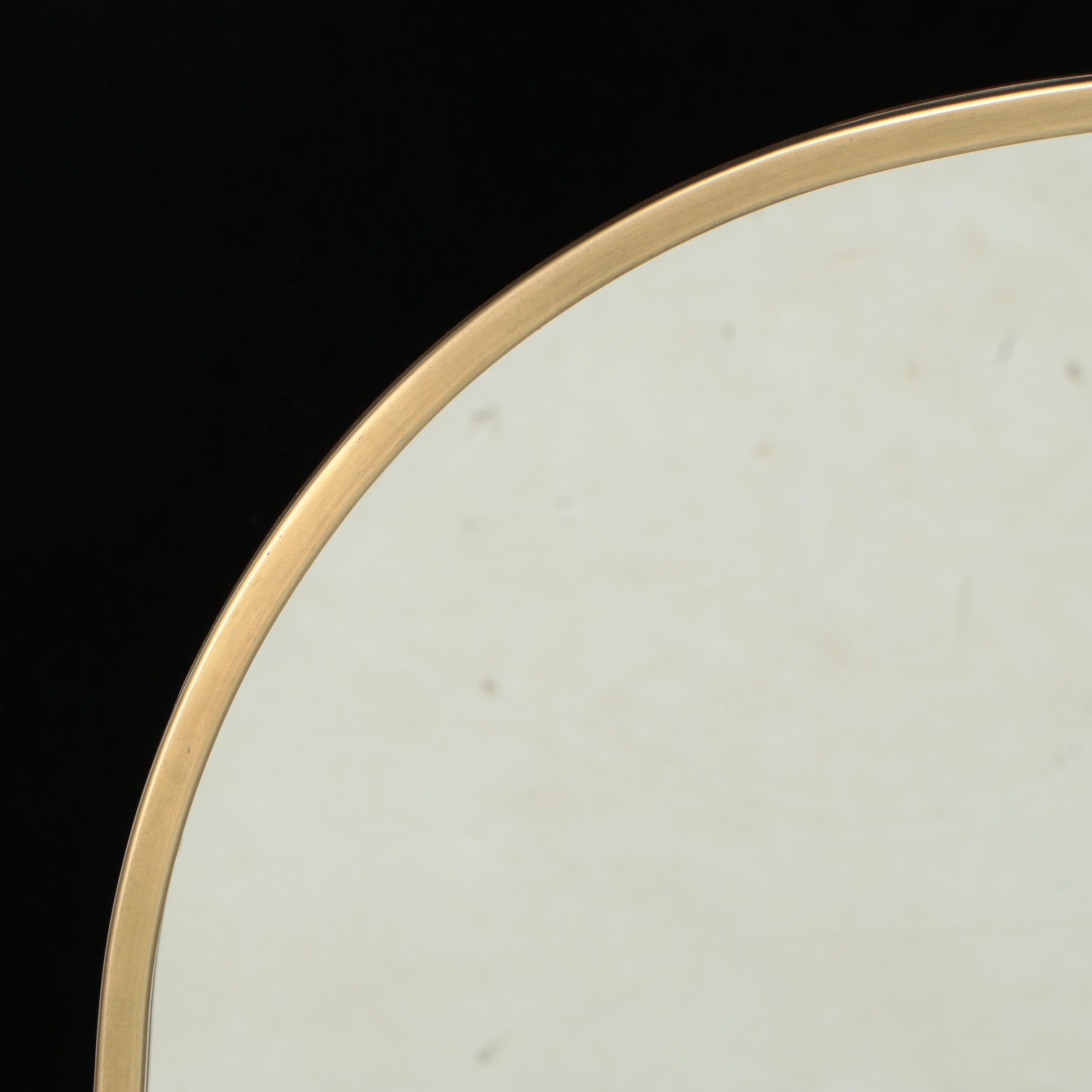 Contemporary Brushed Gold Tone Metal Framed Vanity Mirror