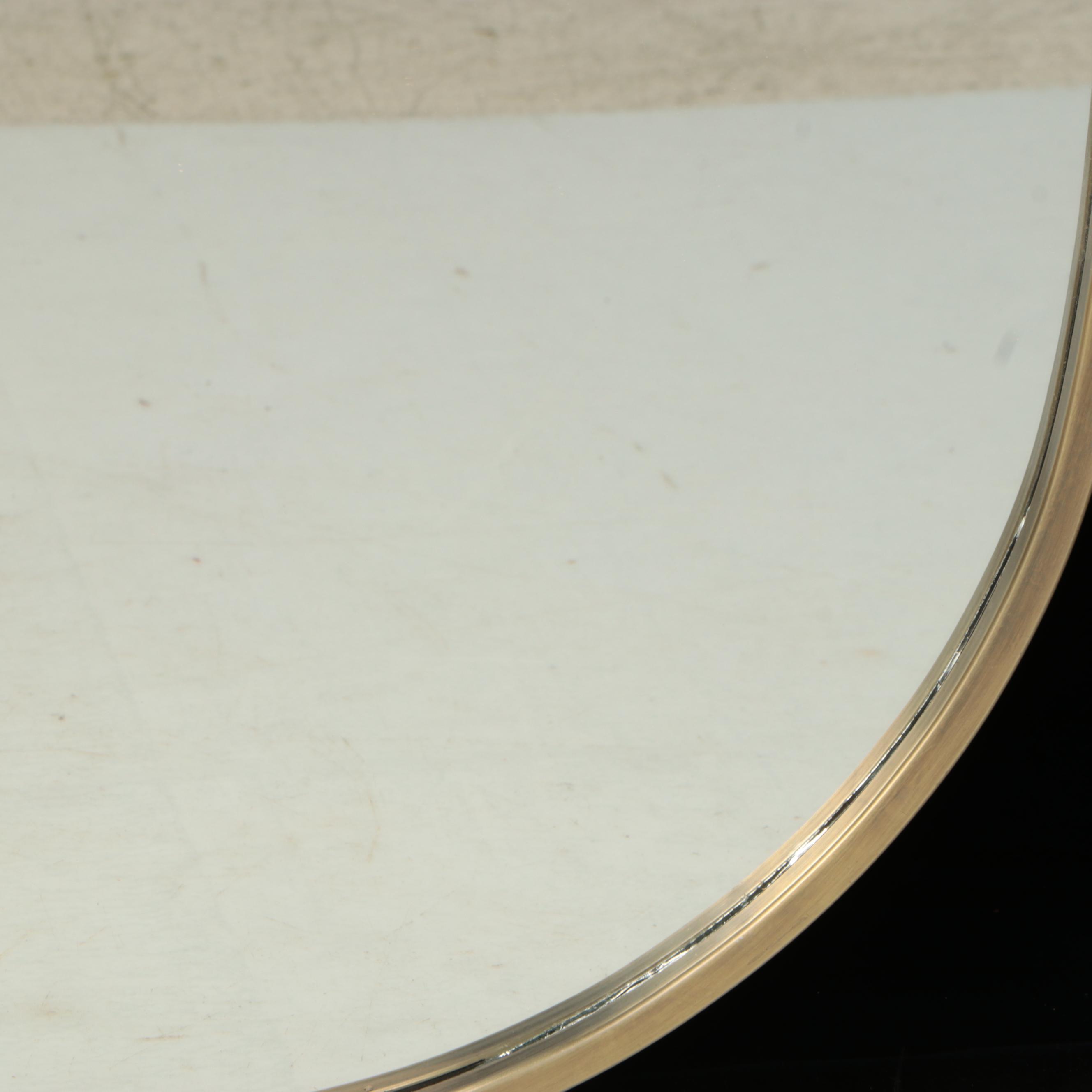 Contemporary Brushed Gold Tone Metal Framed Vanity Mirror