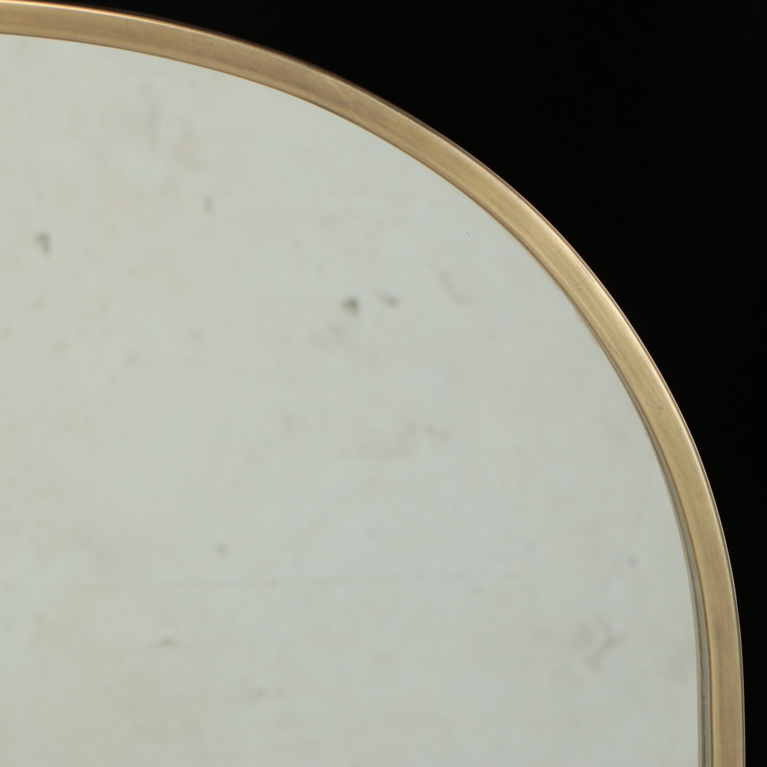 Contemporary Brushed Gold Tone Metal Framed Vanity Mirror