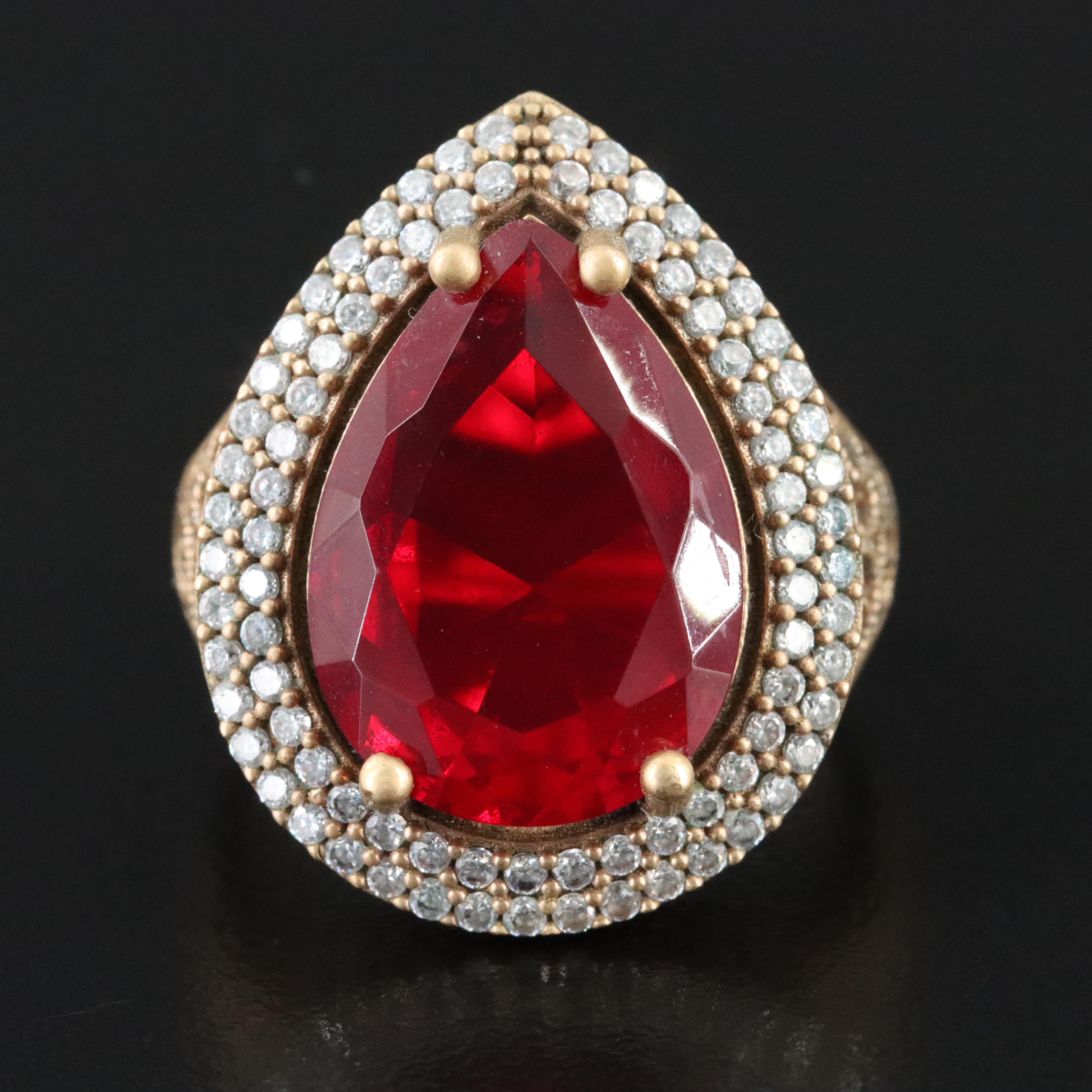 Glass and Rhinestone Ring