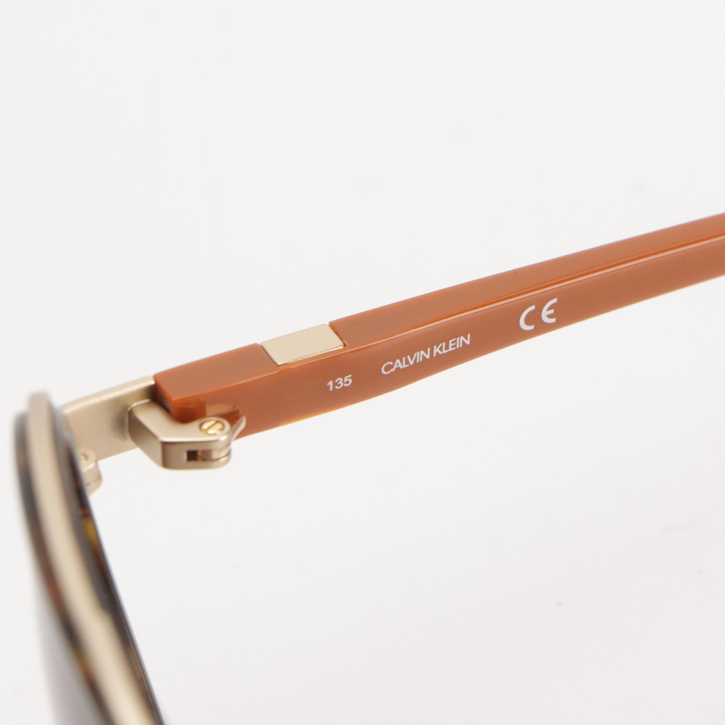 Calvin Klein CK1191SA 004 Havana Aviator Sunglasses in Case