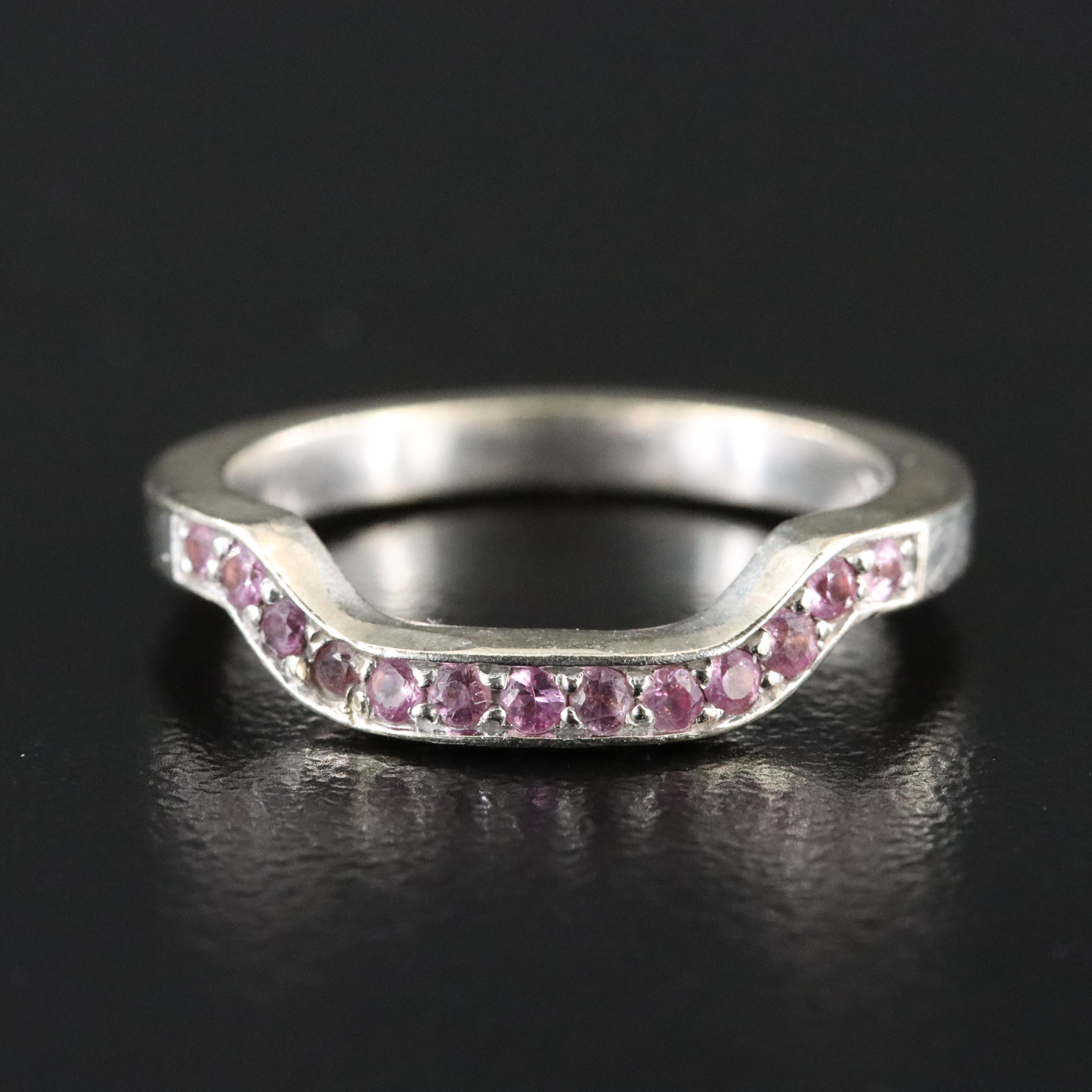 14K Pink Sapphire Contour Band