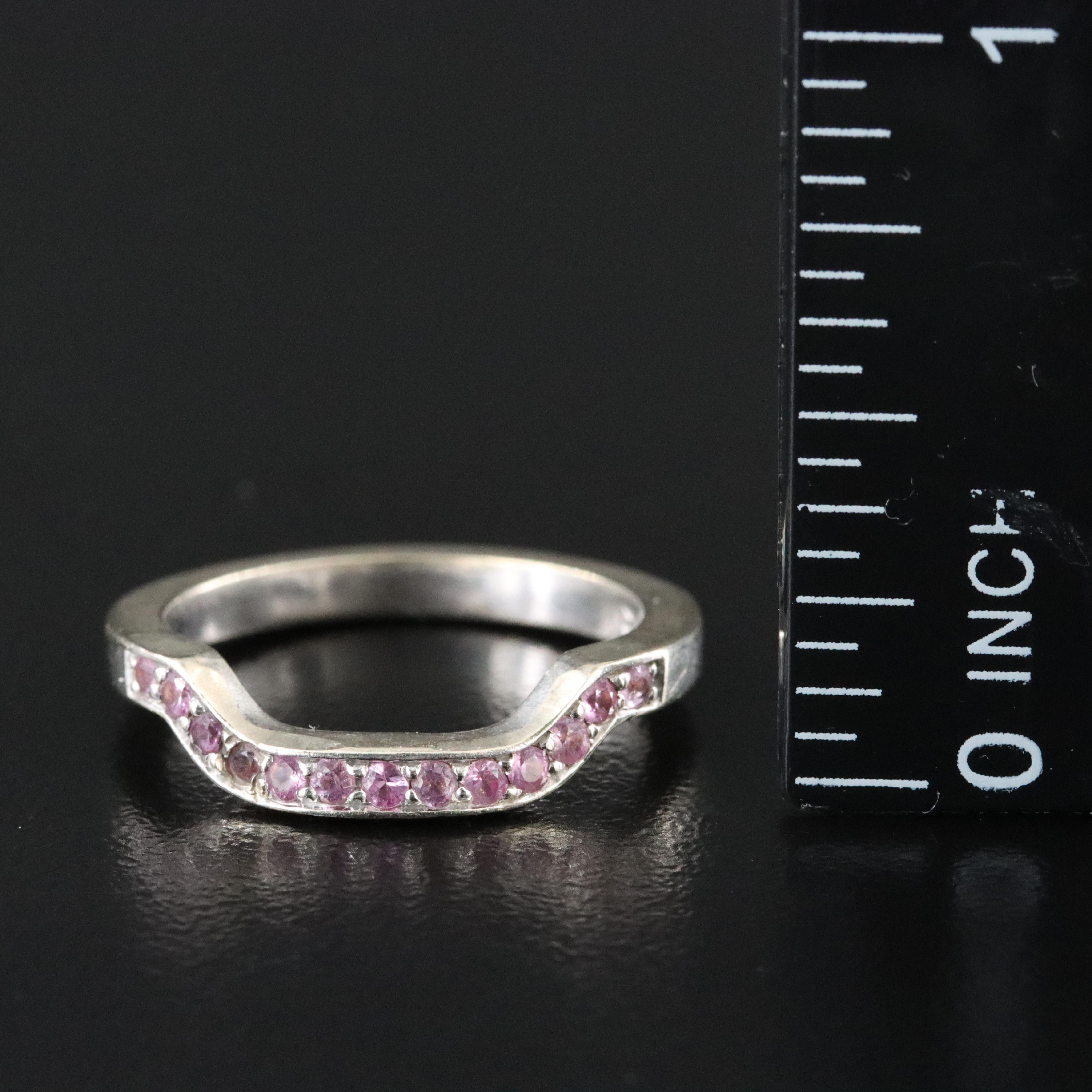 14K Pink Sapphire Contour Band