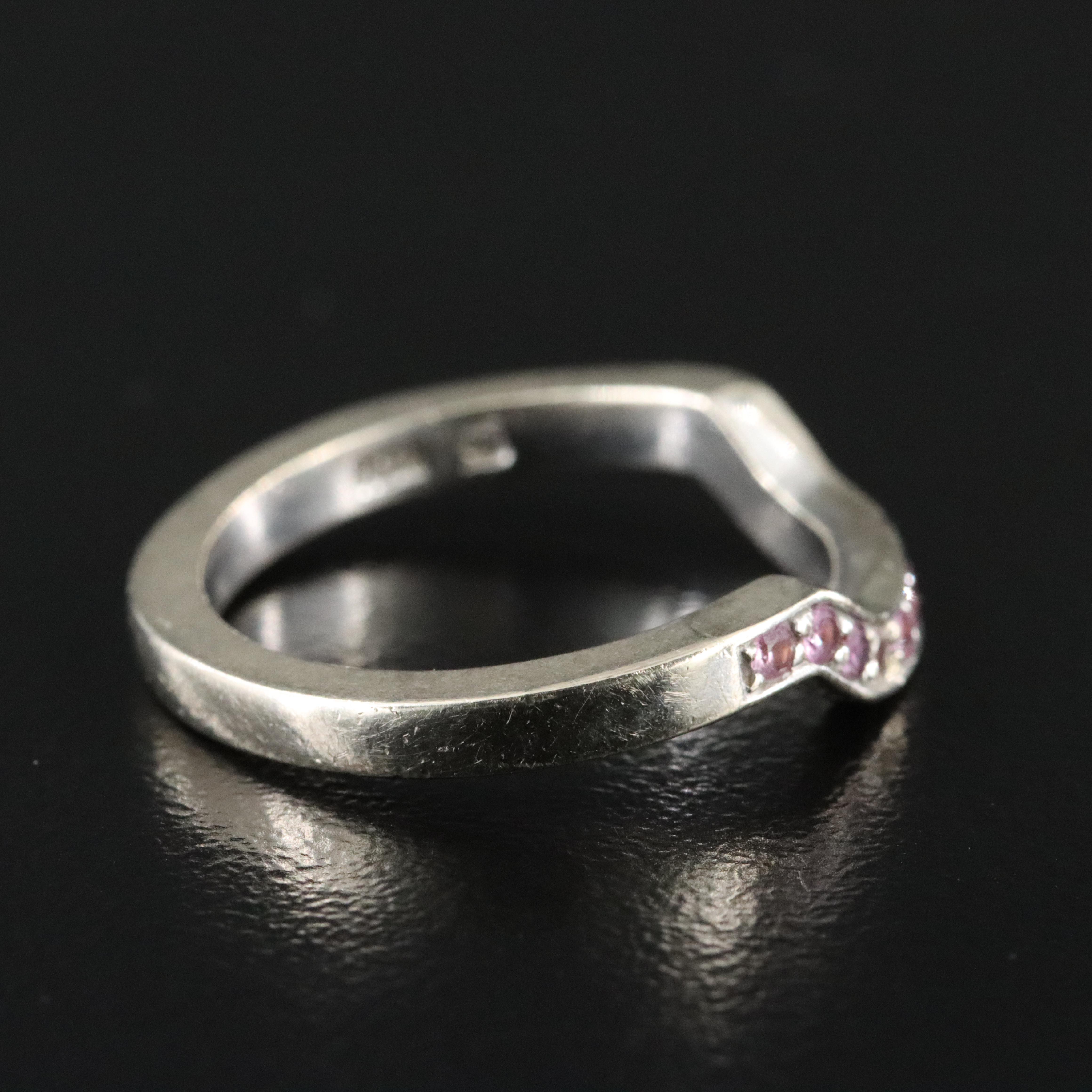 14K Pink Sapphire Contour Band