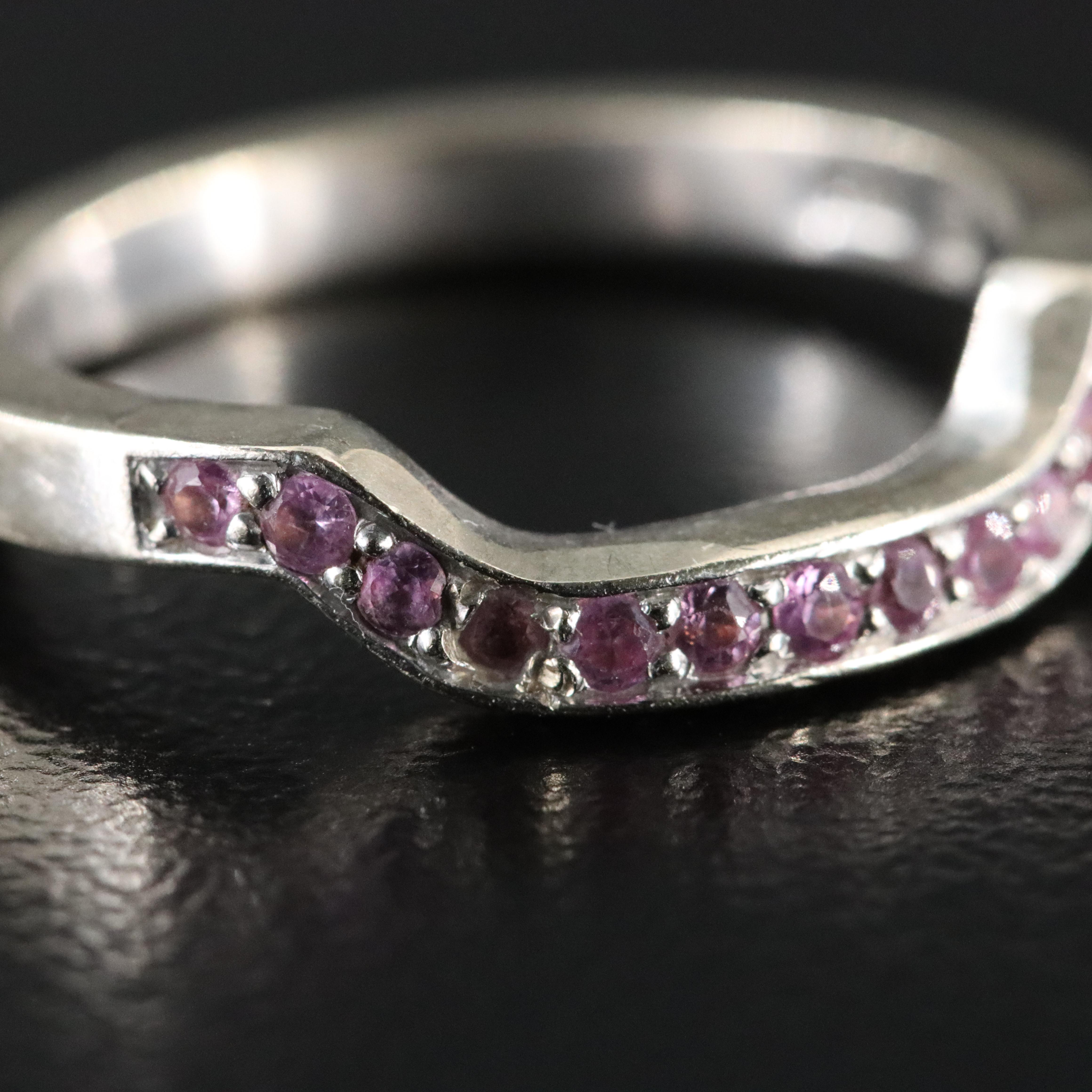 14K Pink Sapphire Contour Band