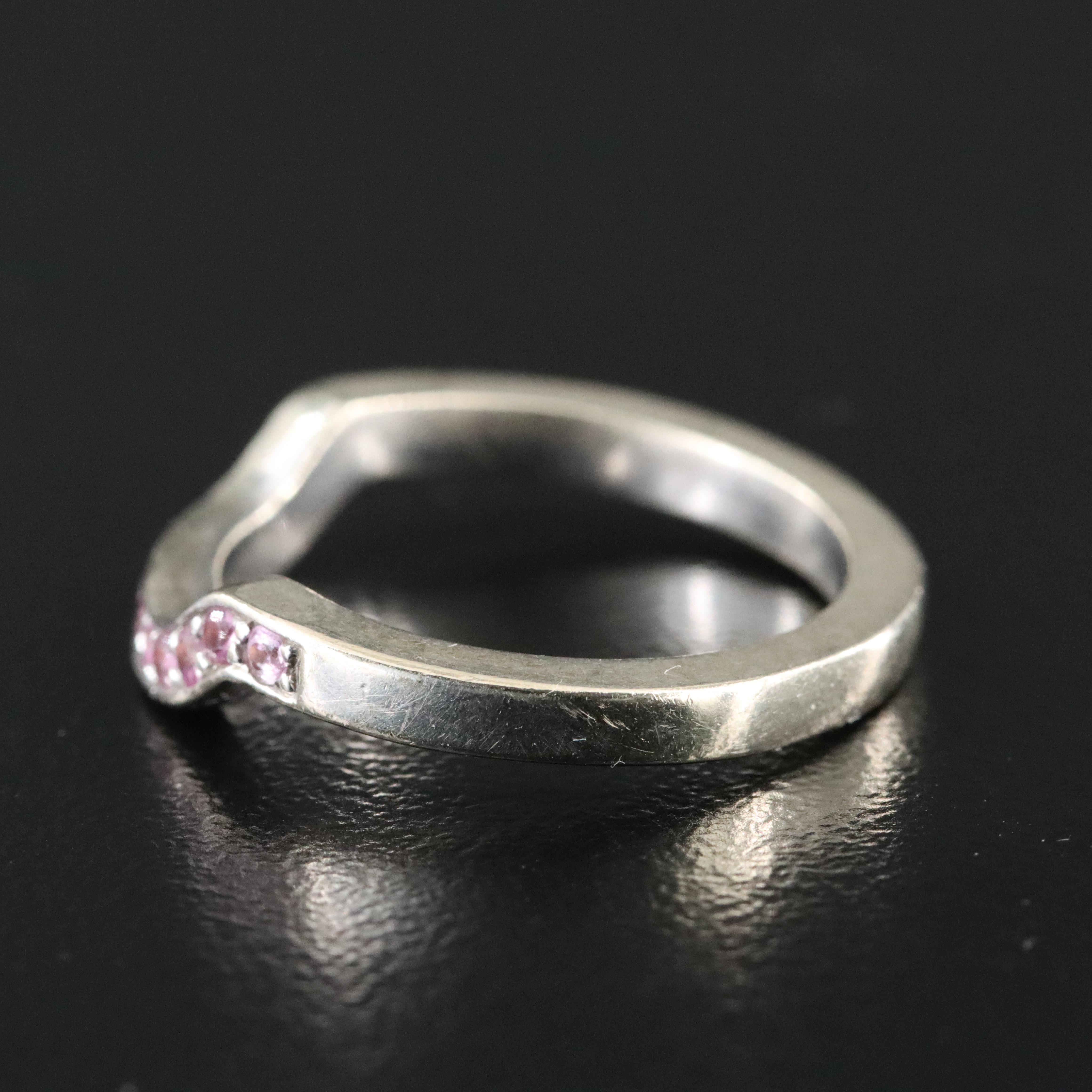 14K Pink Sapphire Contour Band
