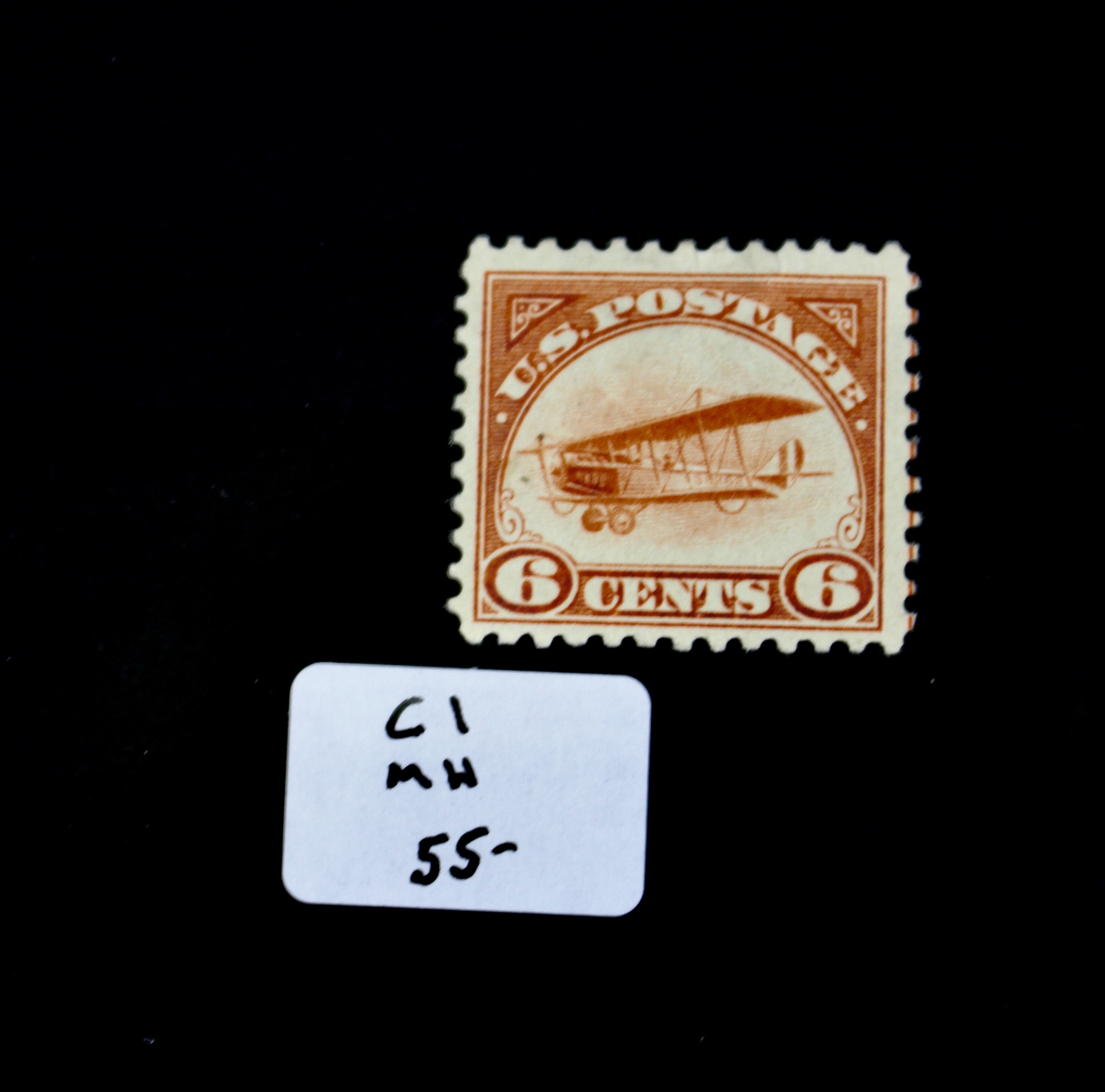 Ten Early U.S. Air Mail Stamps, Scott C1 to C6