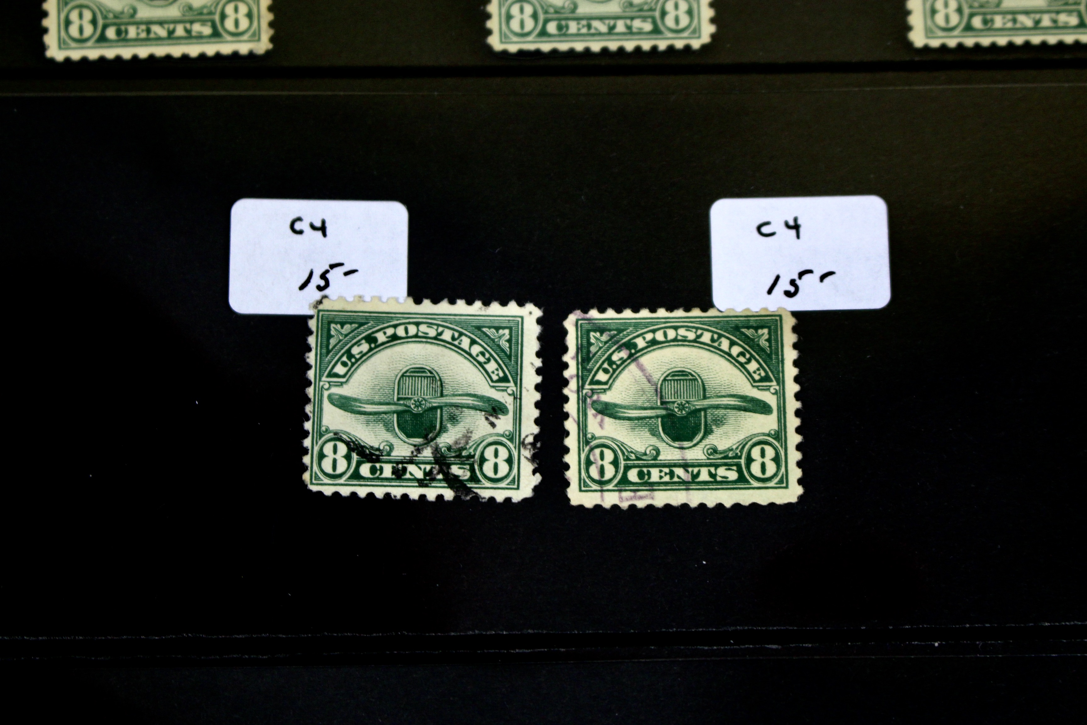 Ten Early U.S. Air Mail Stamps, Scott C1 to C6