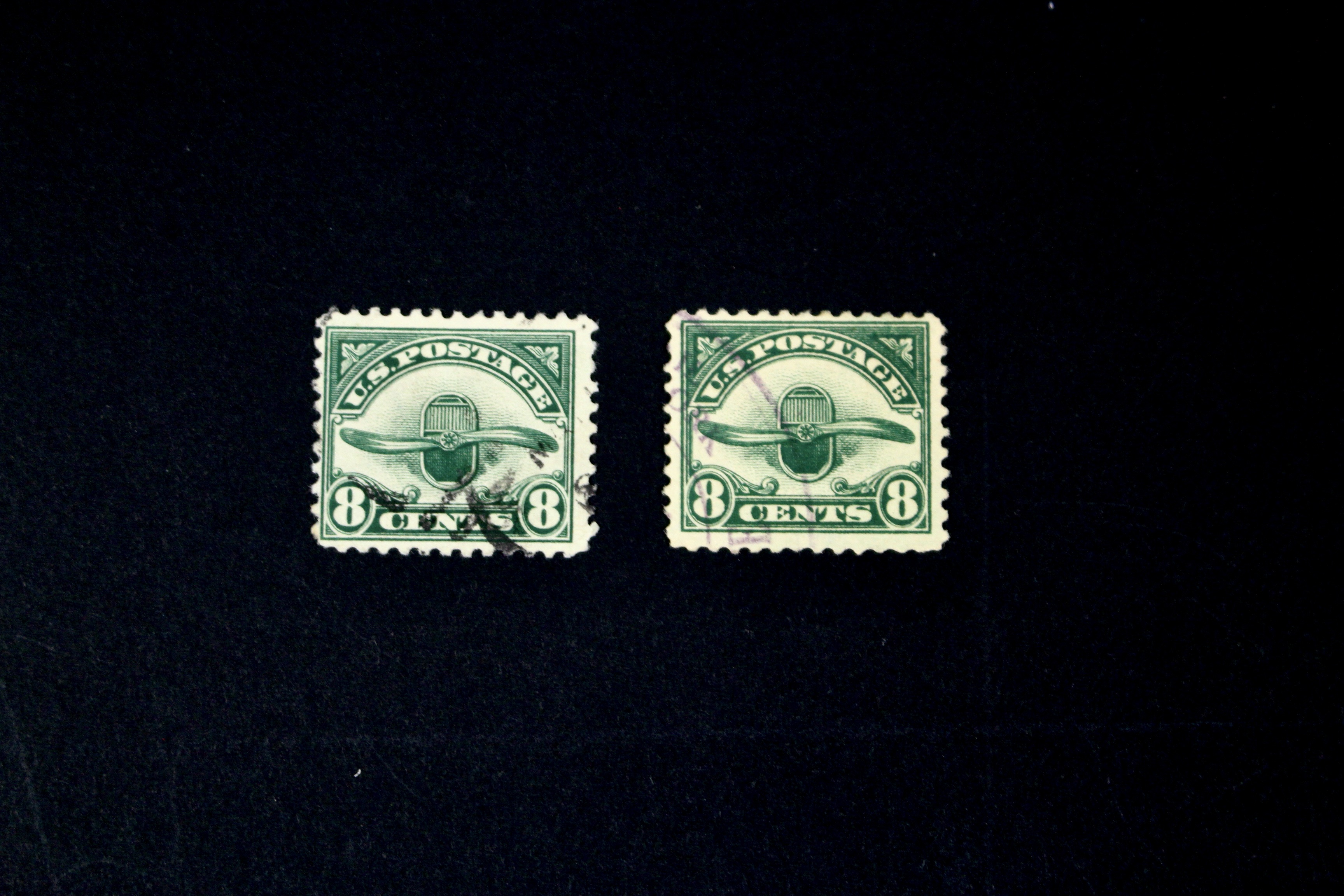 Ten Early U.S. Air Mail Stamps, Scott C1 to C6