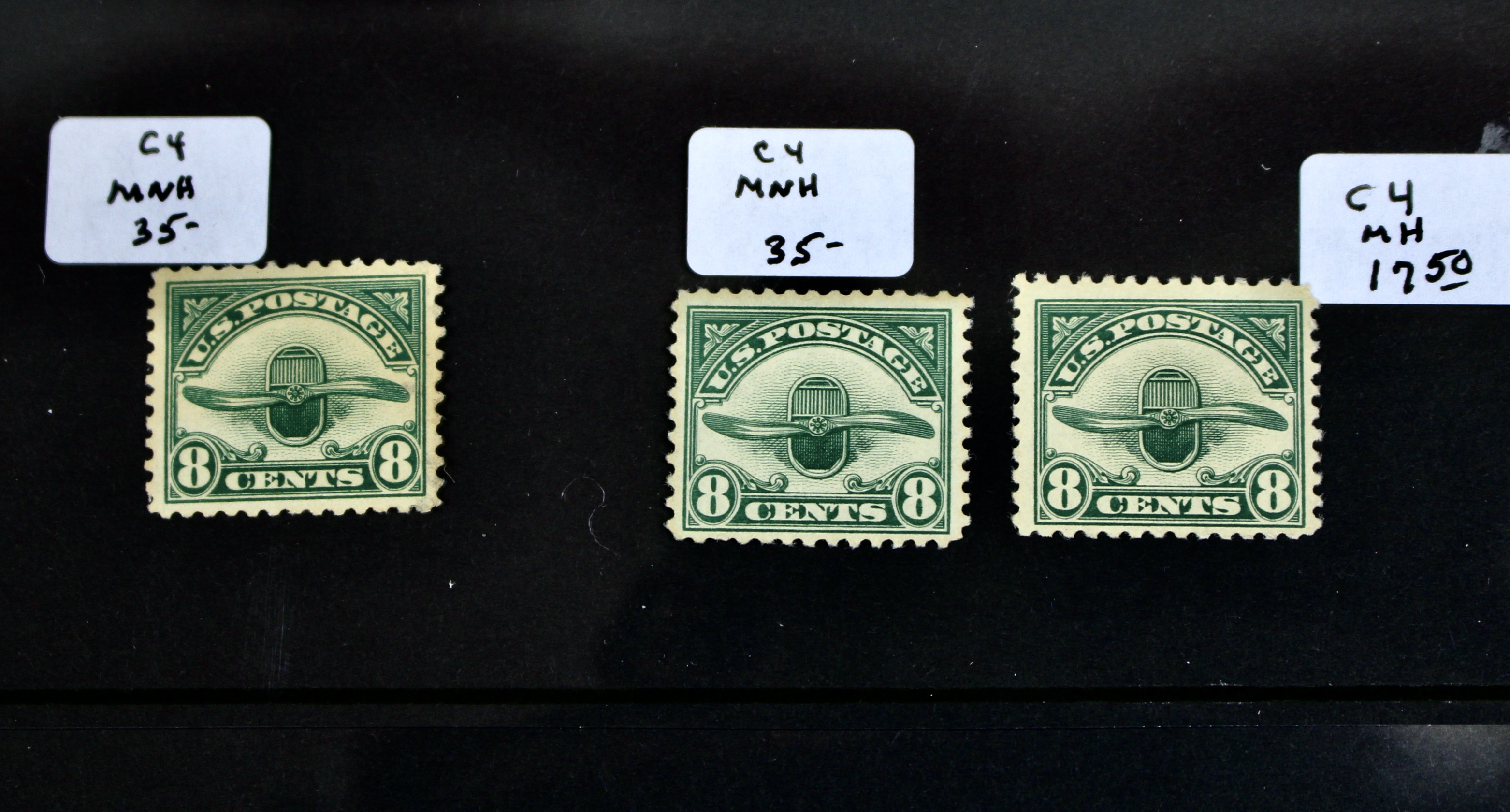 Ten Early U.S. Air Mail Stamps, Scott C1 to C6