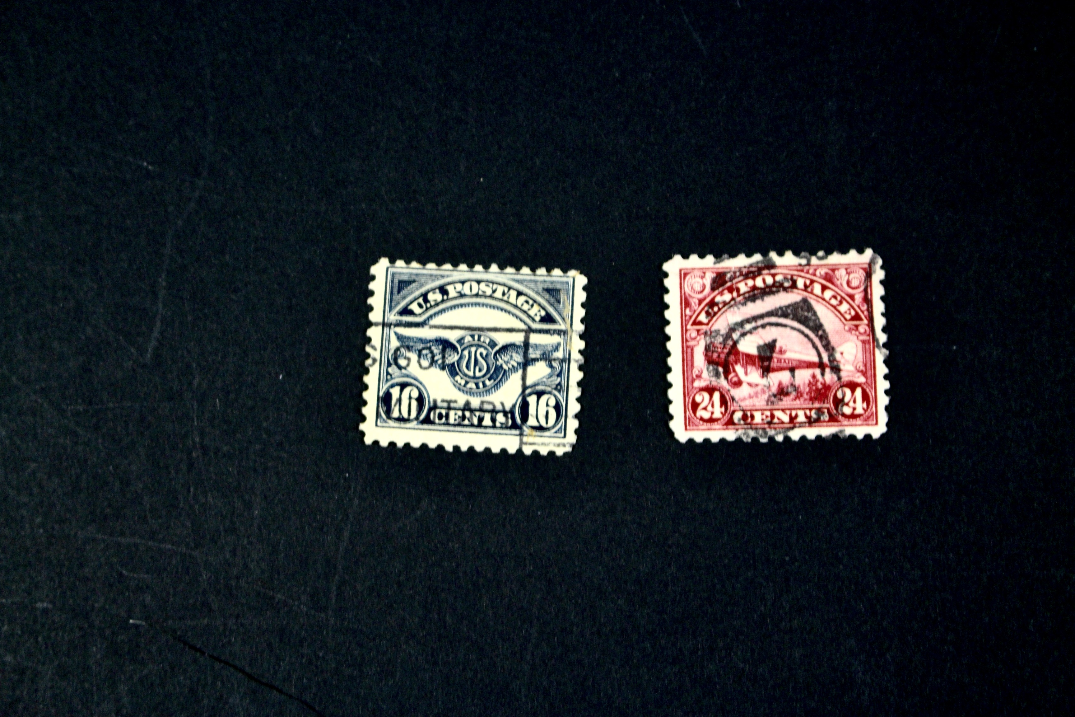 Ten Early U.S. Air Mail Stamps, Scott C1 to C6