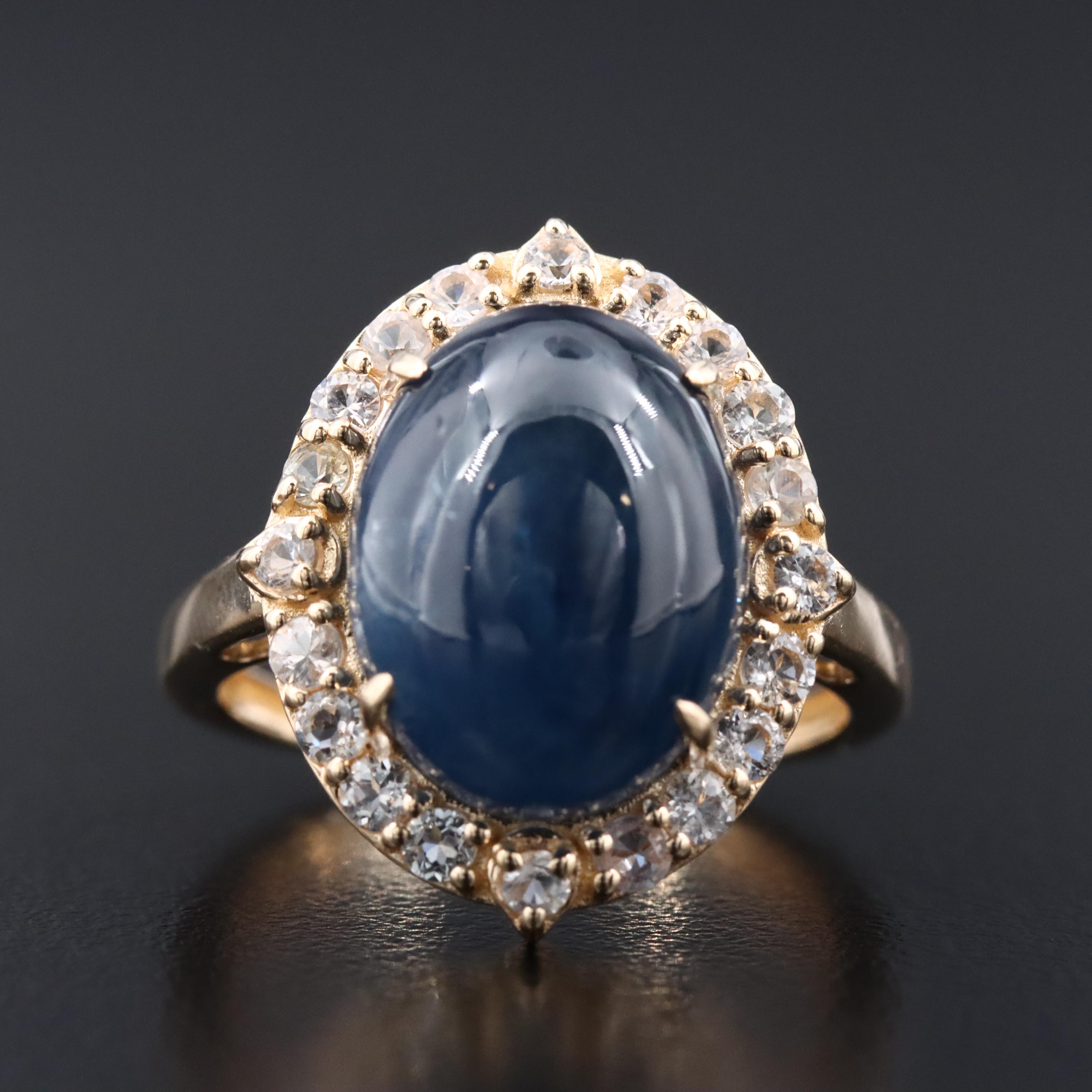 14K 13.08 CT Sapphire and White Sapphire Ring with IGI Jewelry Report