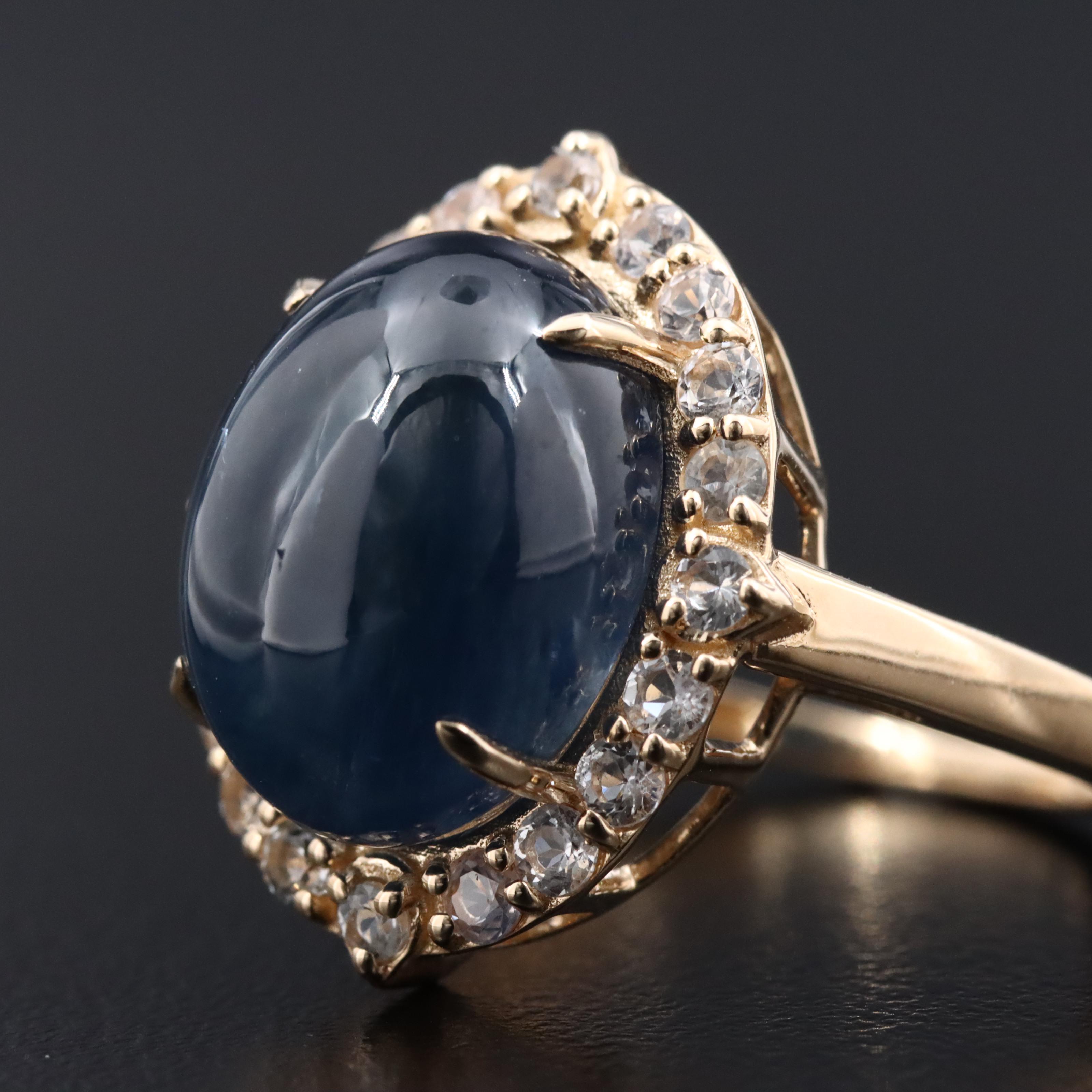 14K 13.08 CT Sapphire and White Sapphire Ring with IGI Jewelry Report