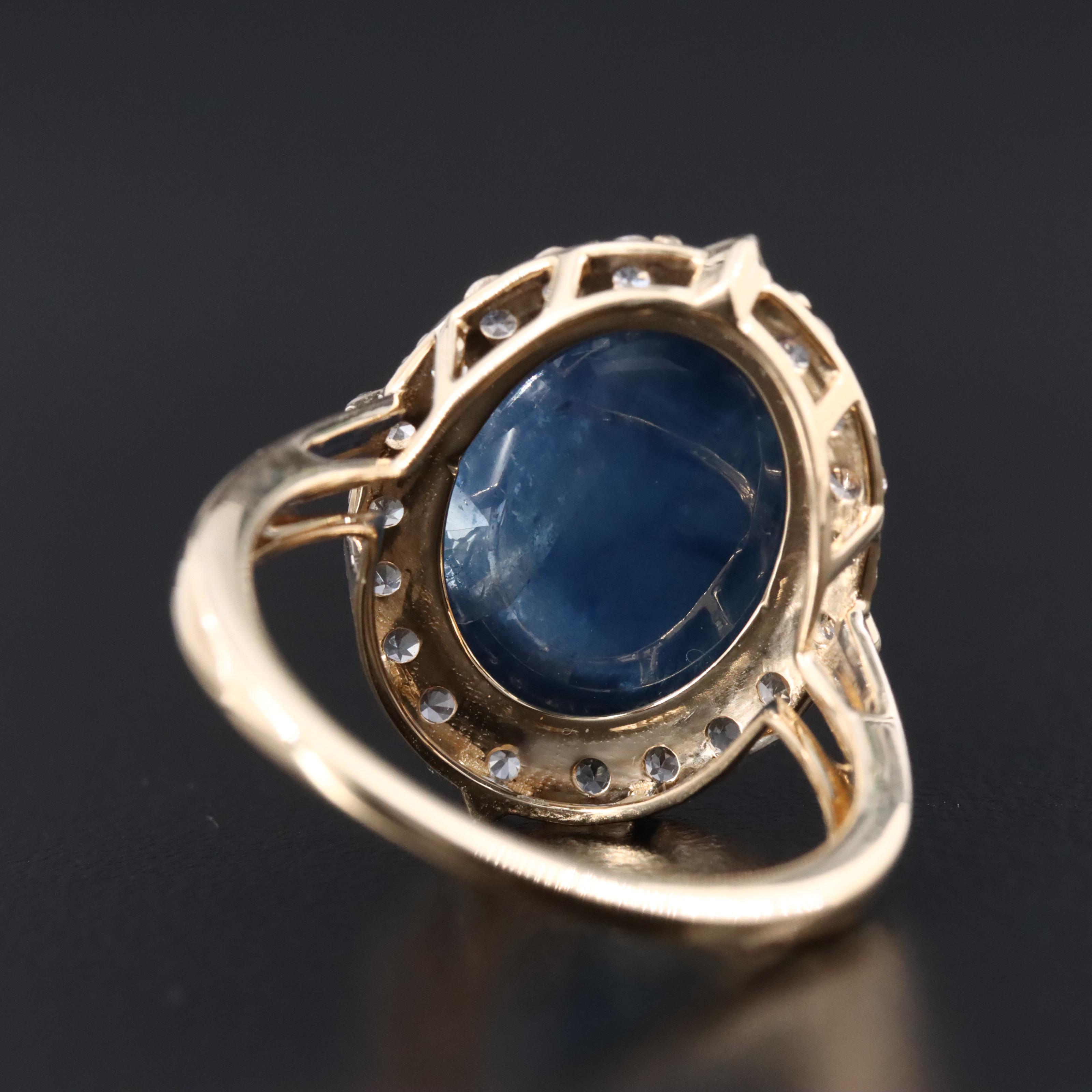 14K 13.08 CT Sapphire and White Sapphire Ring with IGI Jewelry Report