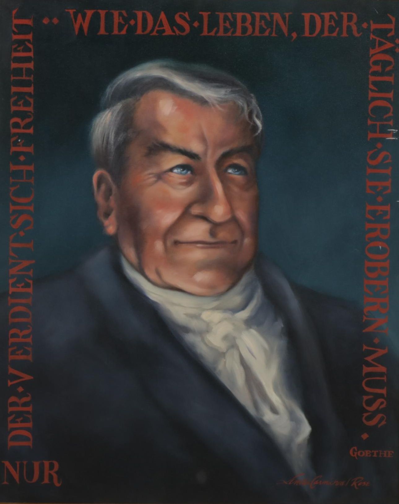 Linda Carmichael Rose Portrait Oil Painting, Late 20th Century