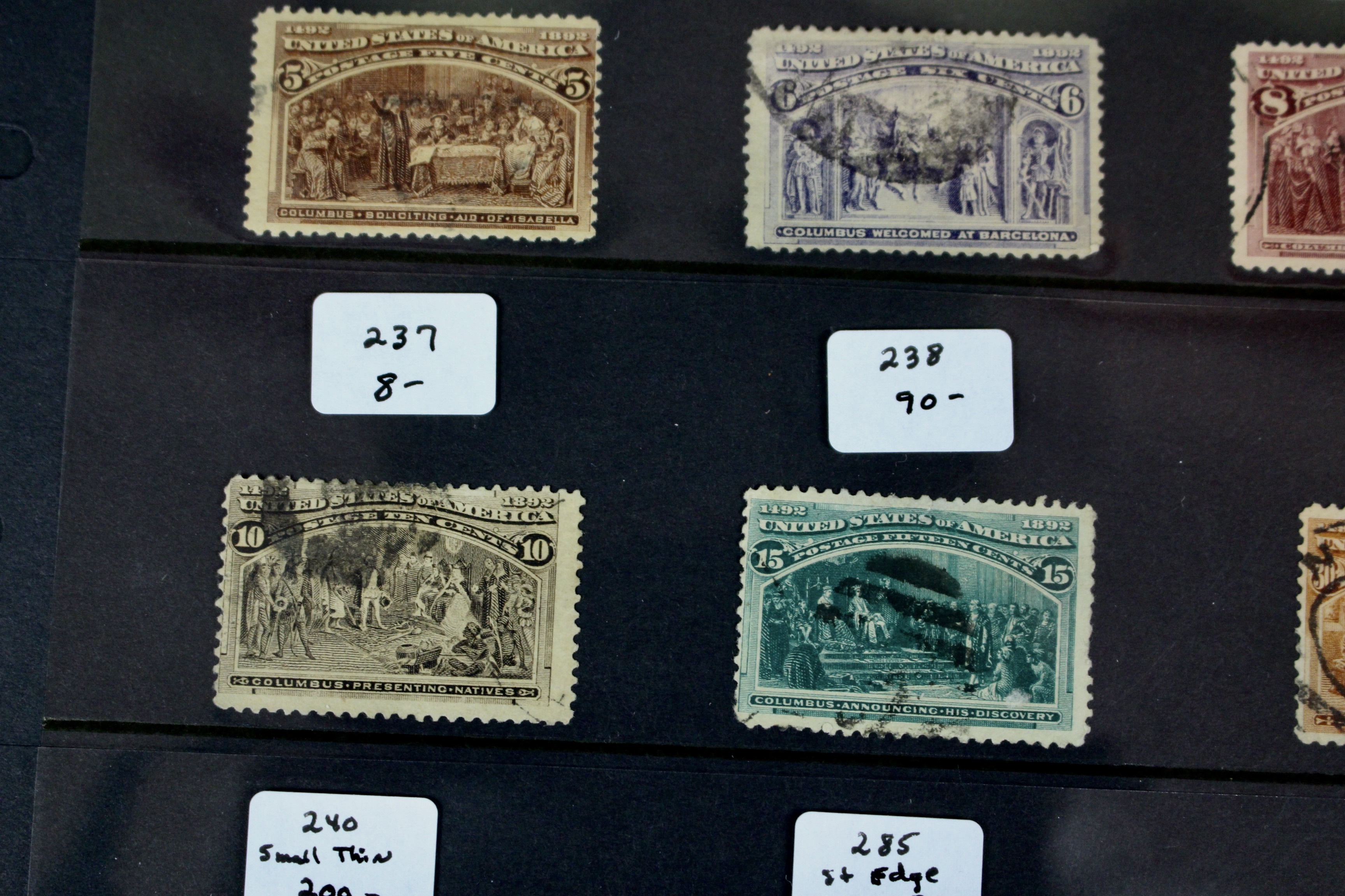 Fifteen Columbian and Trans-Mississippi Used Postage Stamps, 1890s