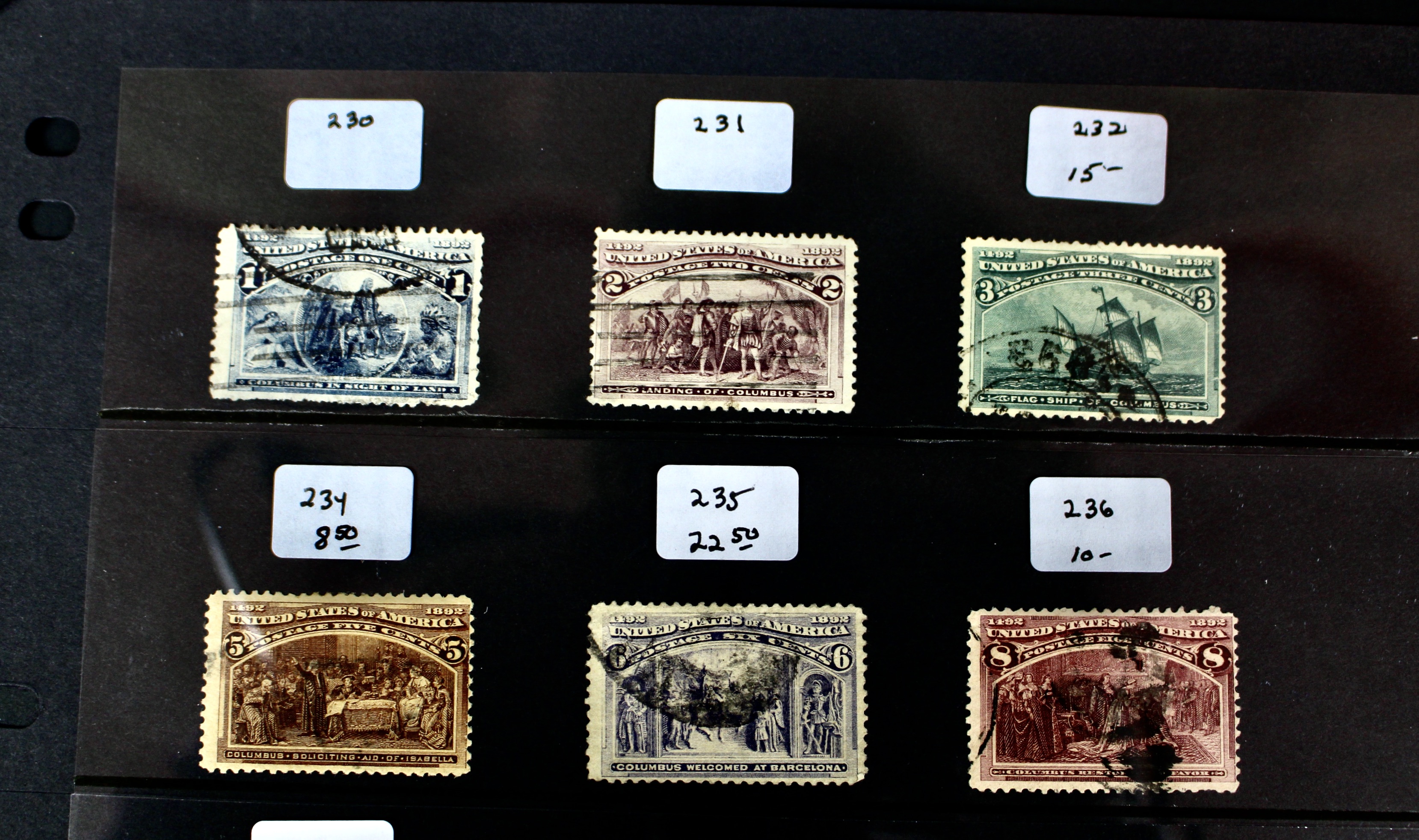 Fifteen Columbian and Trans-Mississippi Used Postage Stamps, 1890s