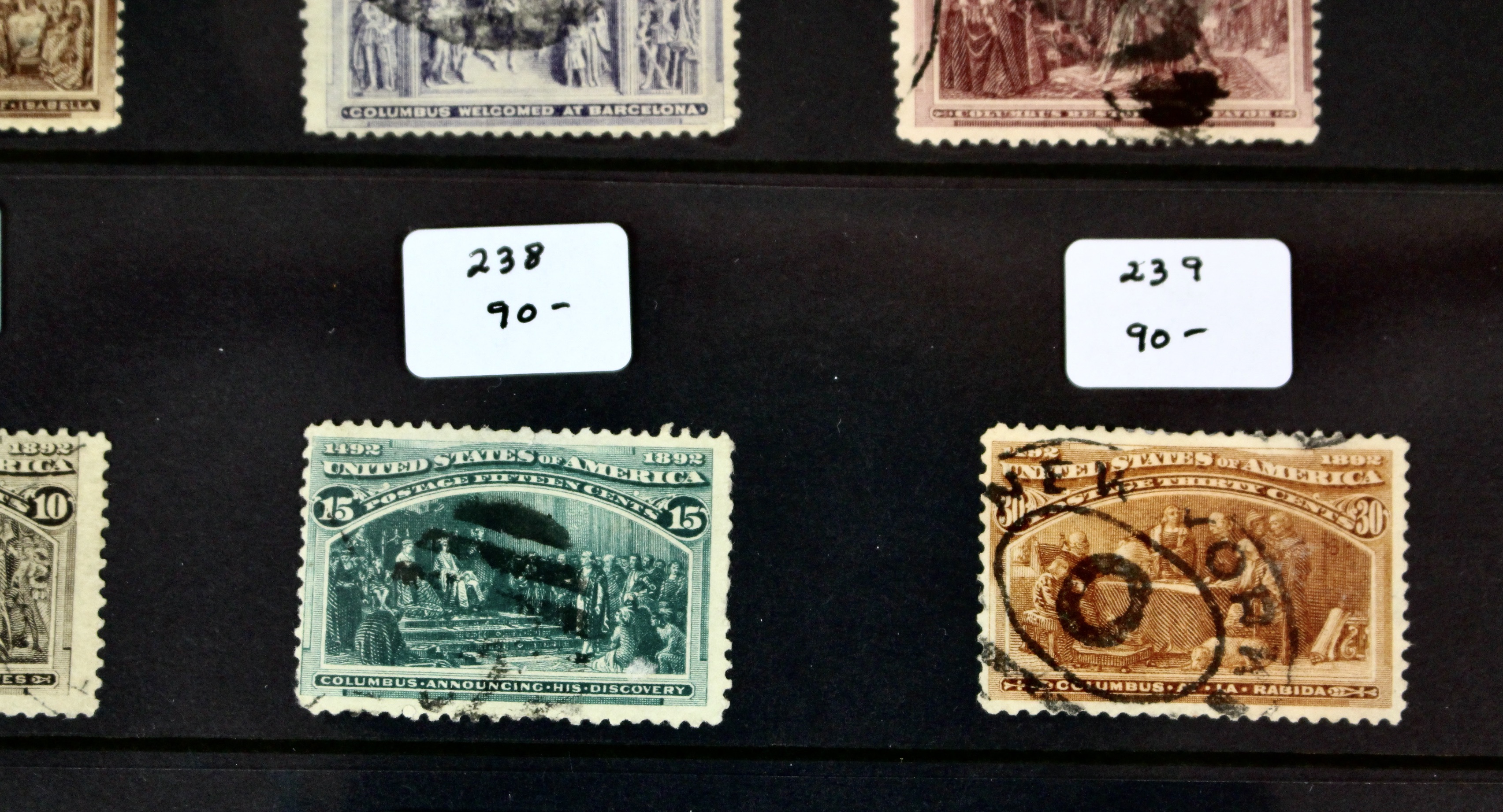 Fifteen Columbian and Trans-Mississippi Used Postage Stamps, 1890s