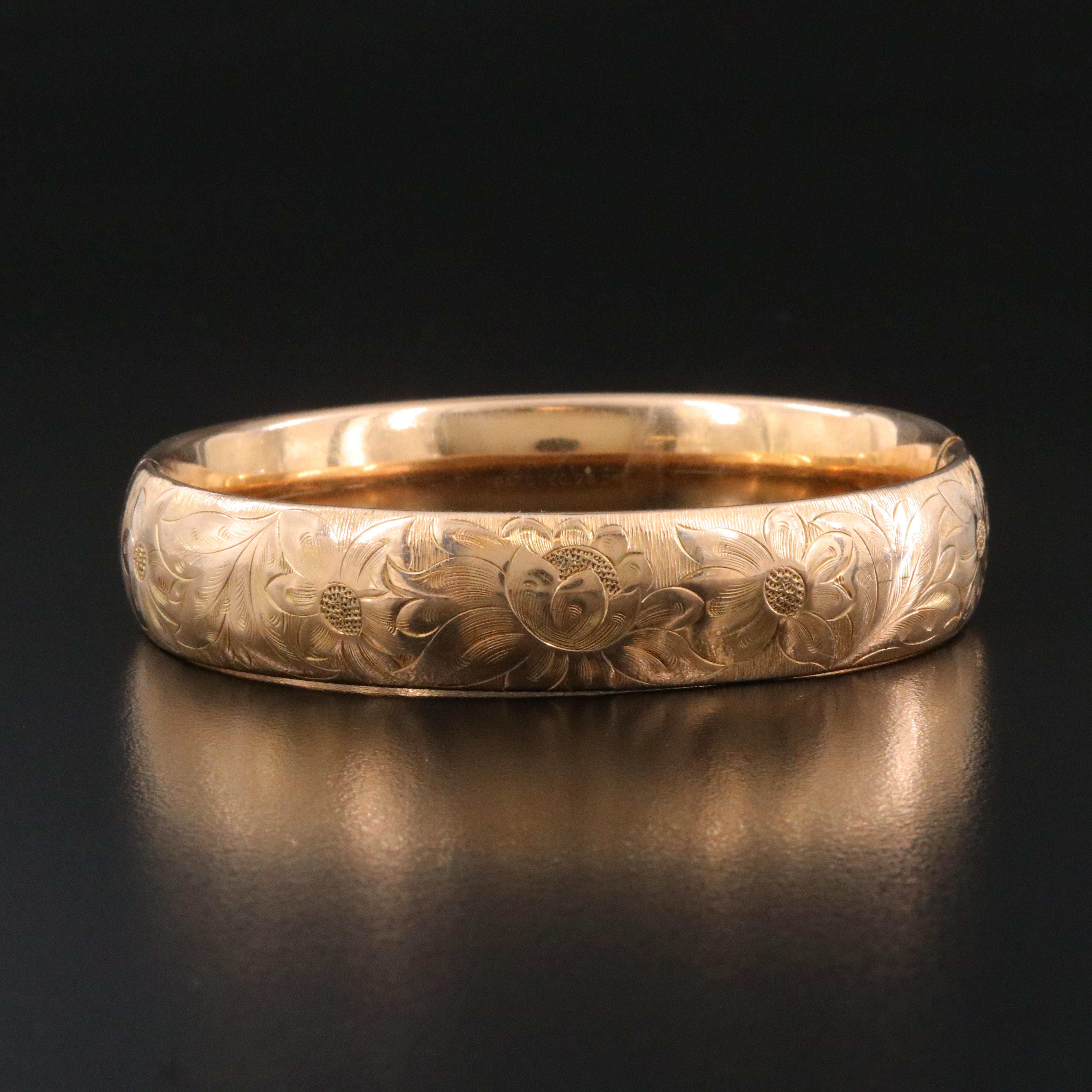 Early 1900s Briggs Bates & Bacon Co. Engraved Floral Bracelet