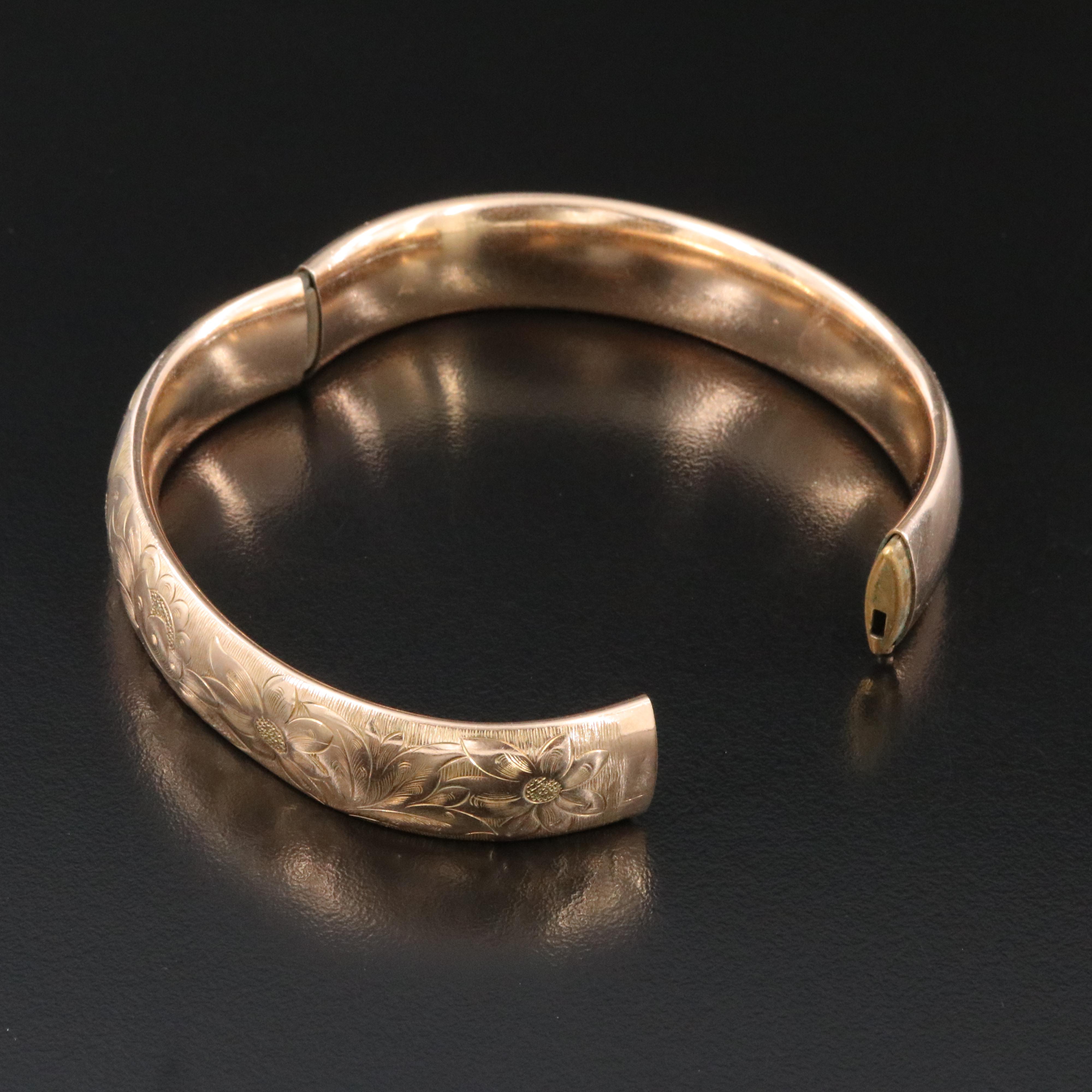 Early 1900s Briggs Bates & Bacon Co. Engraved Floral Bracelet