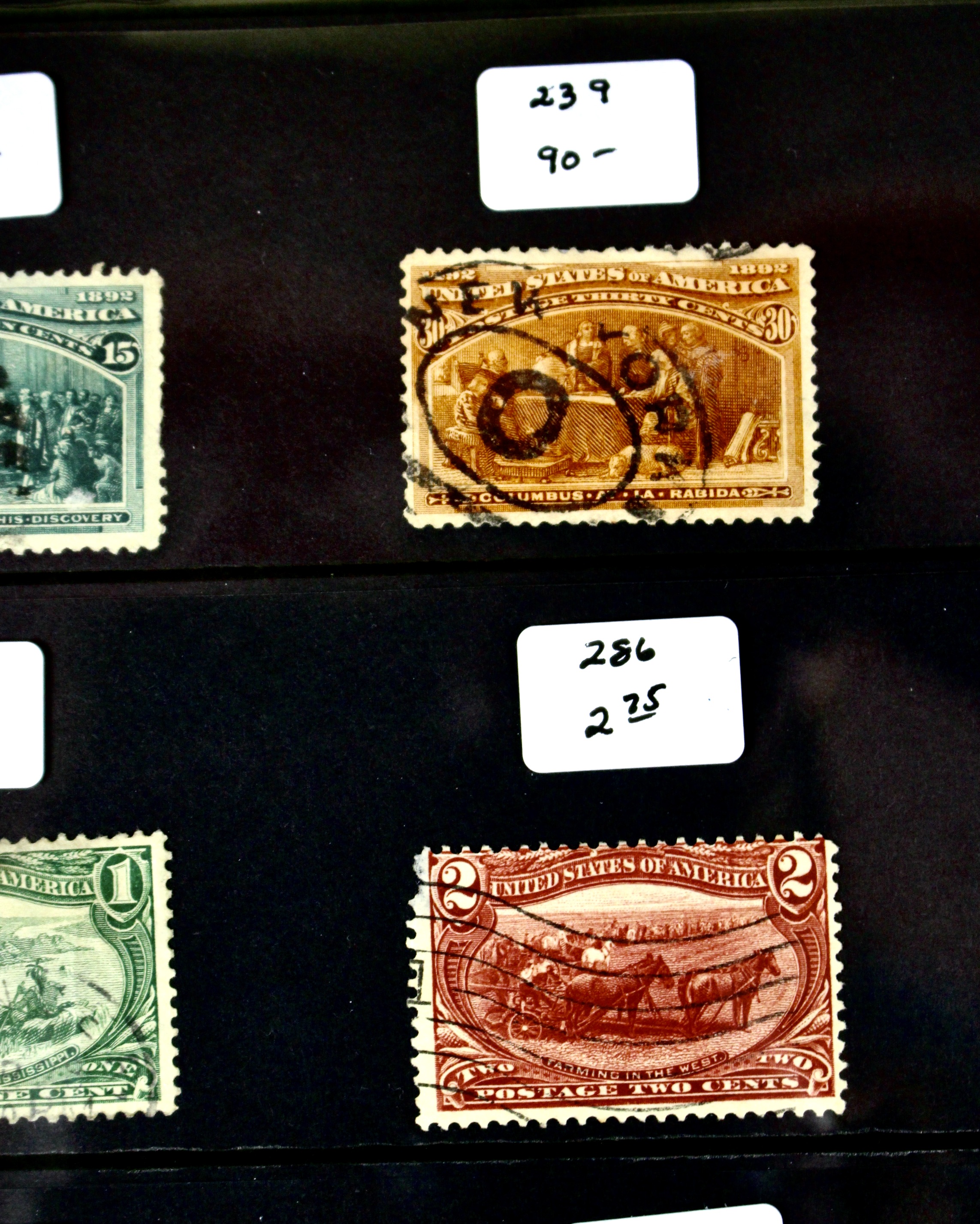 Fifteen Columbian and Trans-Mississippi Used Postage Stamps, 1890s