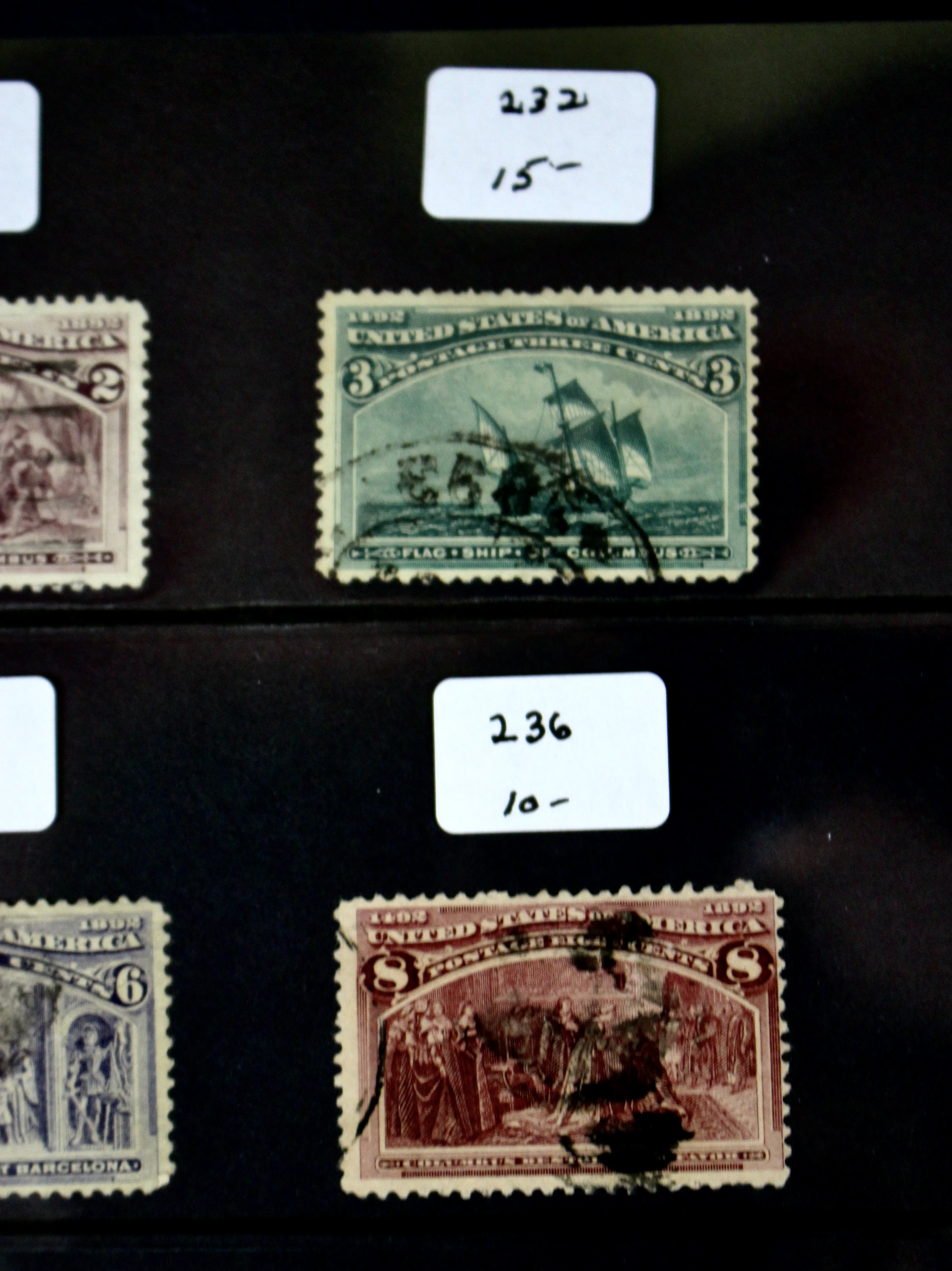Fifteen Columbian and Trans-Mississippi Used Postage Stamps, 1890s