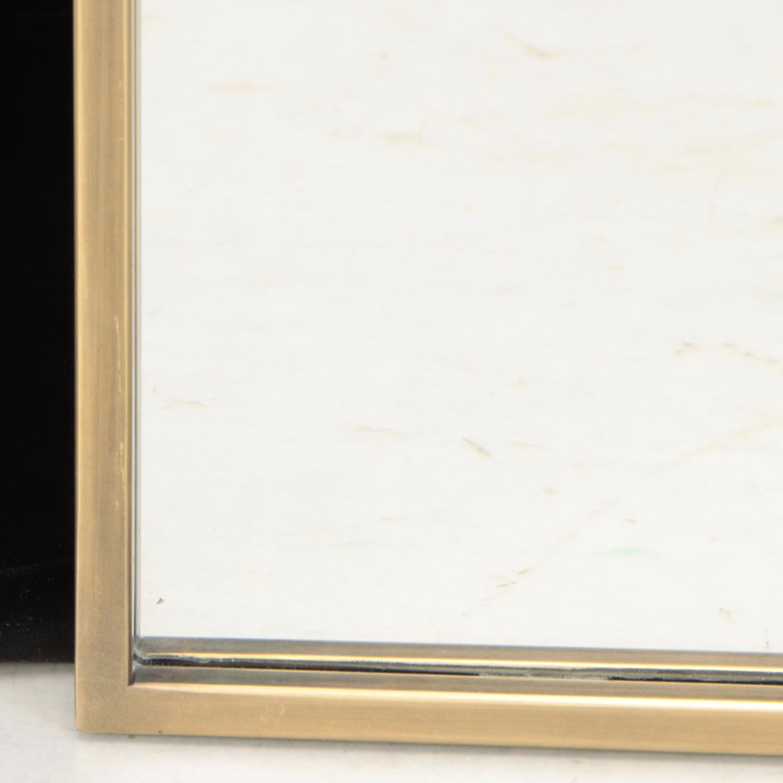 Contemporary Brushed Gold Tone Metal Framed Vanity Mirror