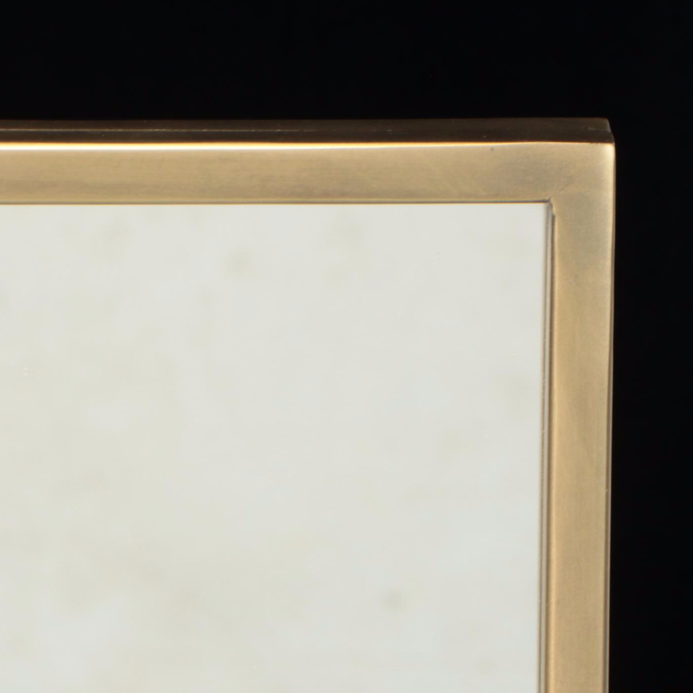 Contemporary Brushed Gold Tone Metal Framed Vanity Mirror